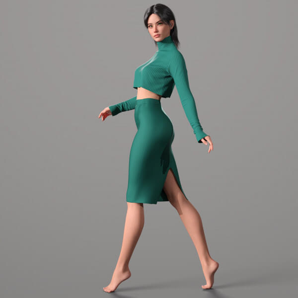 Short Sweater and Long Skirt