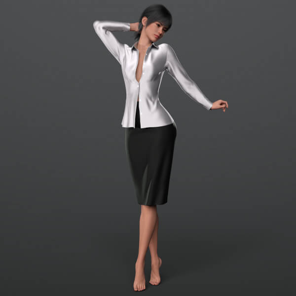 Unbuttoned Blouse and Skirt Long