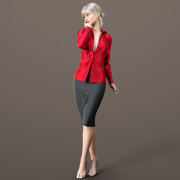 Unbuttoned Blouse and Skirt Long