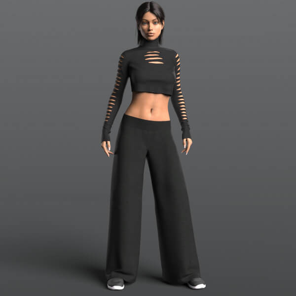 Wide Trousers Sneakers 2v Short Sweater G8 Female