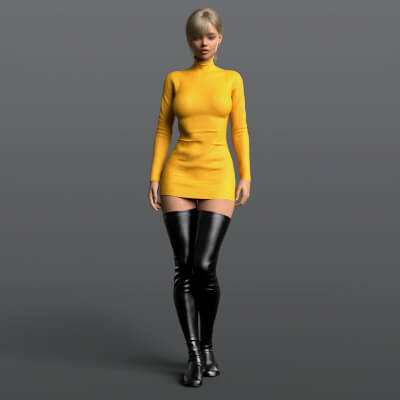 Knitted Dress and High Boots 4v G8F