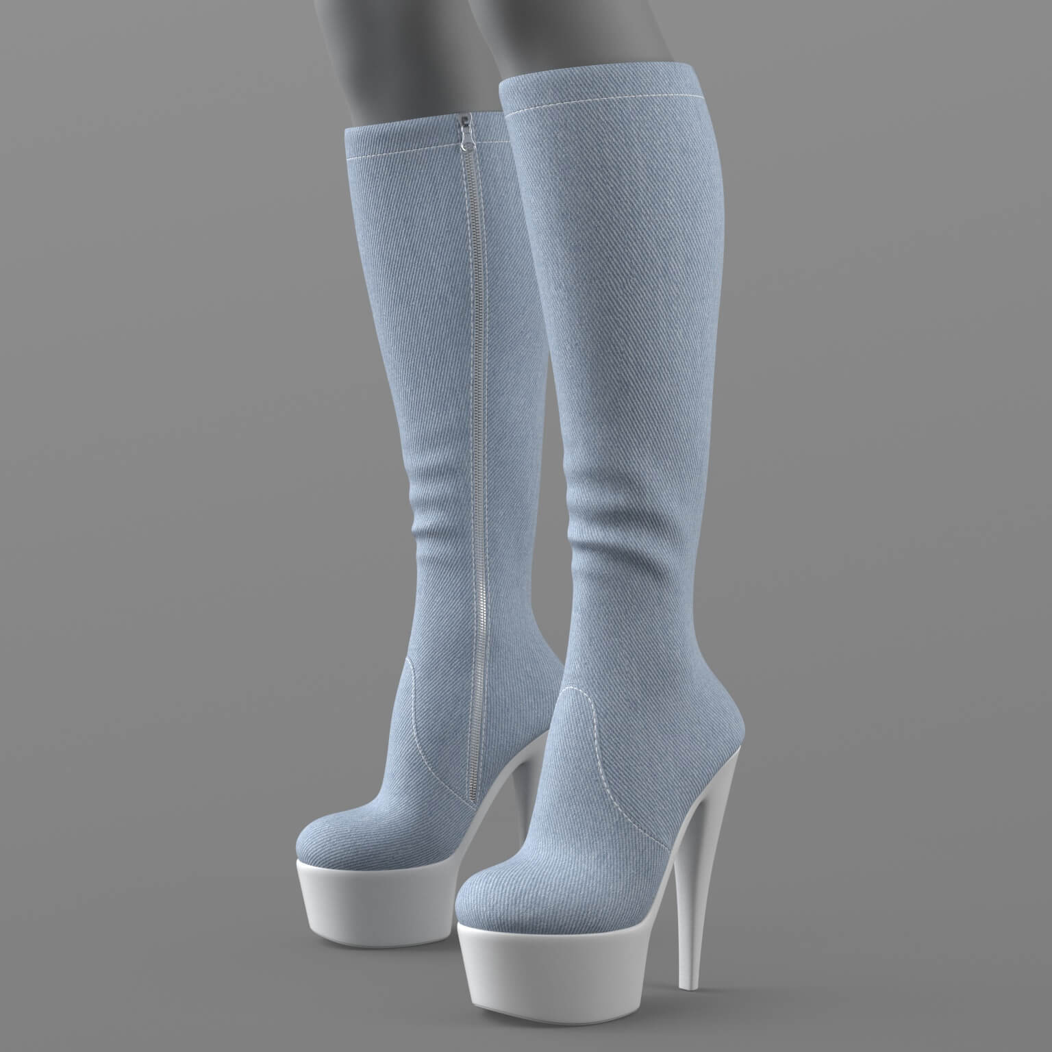 High-Heeled Denim Boots G8 Daz Content
