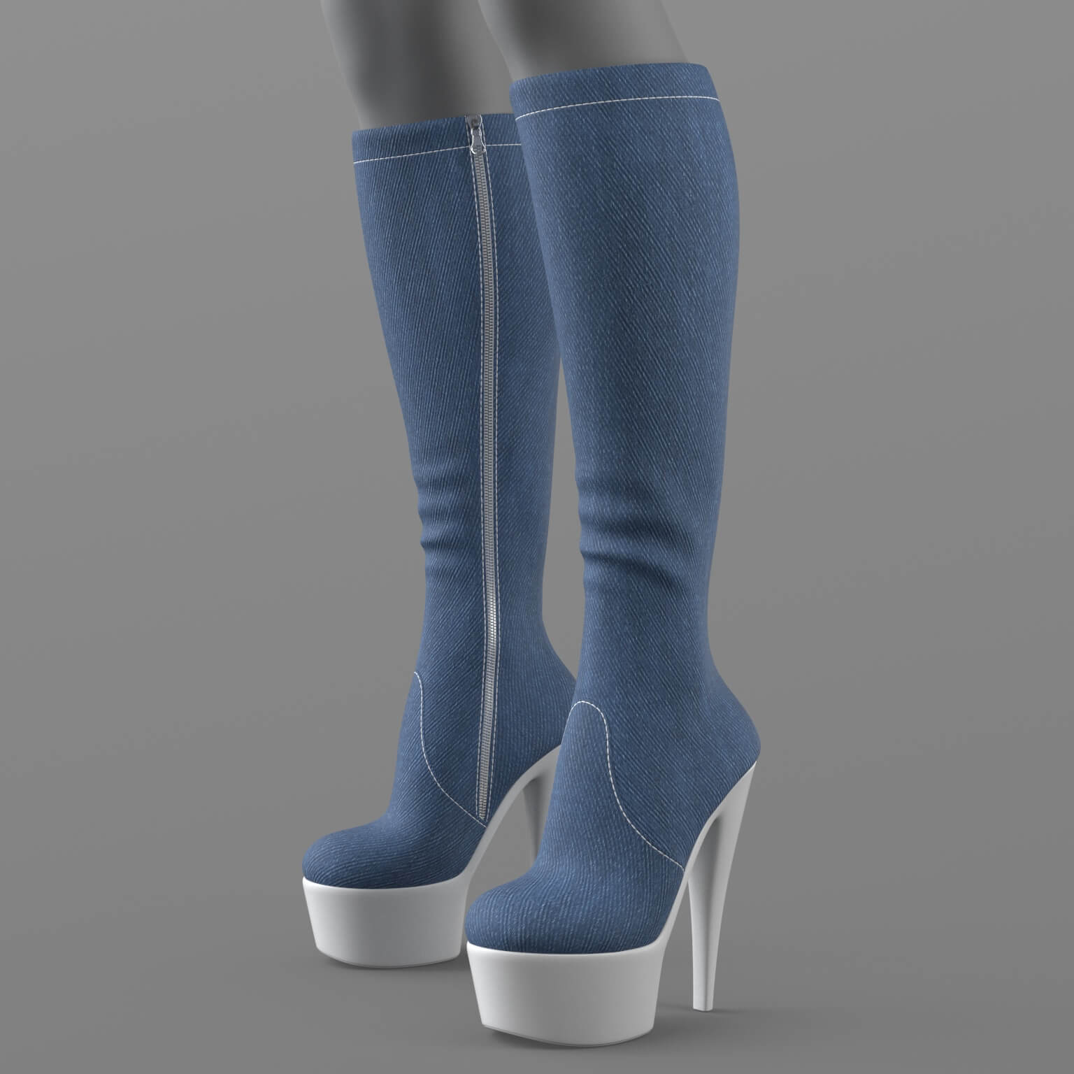High-Heeled Denim Boots G8 Daz Content