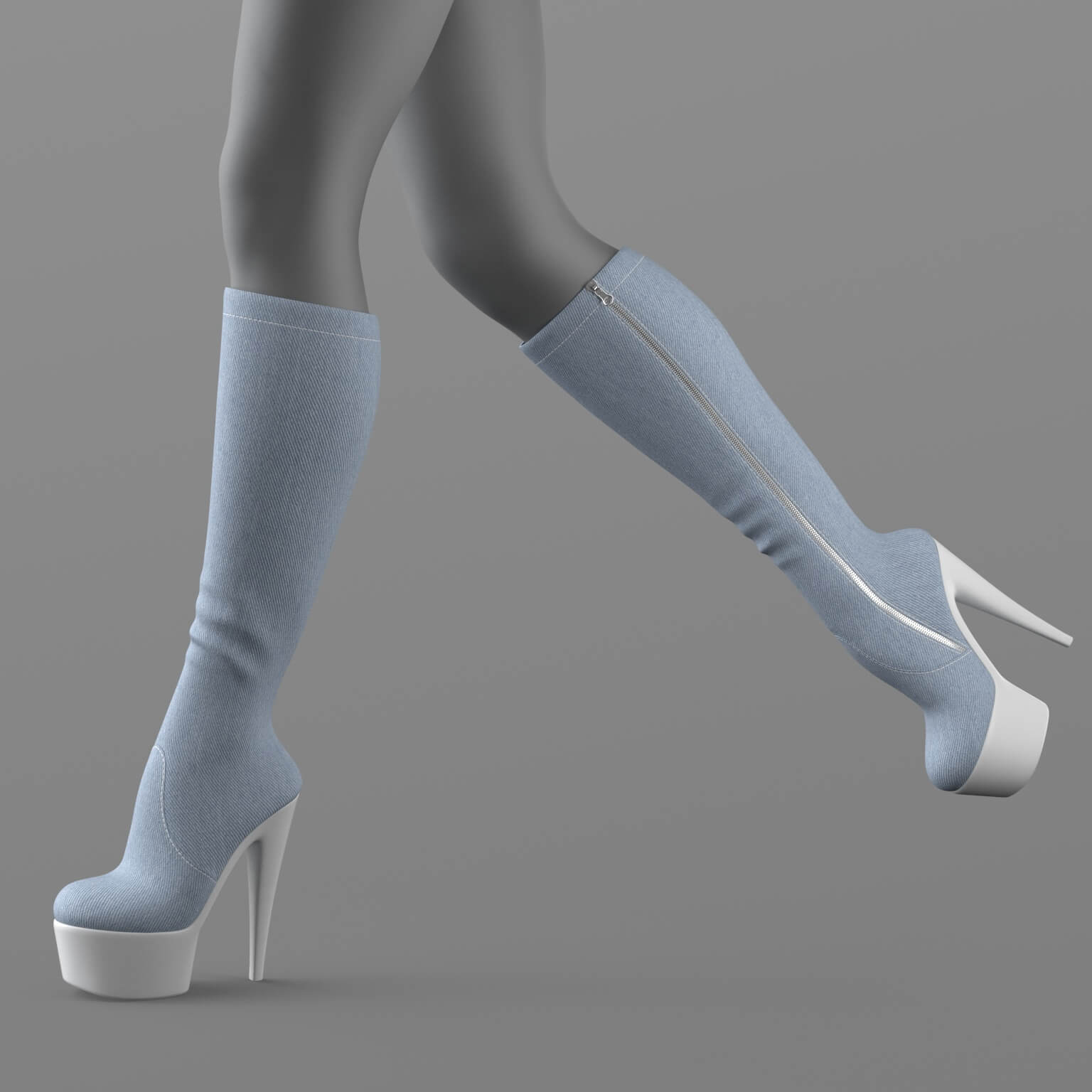 High-Heeled Denim Boots G8 Daz Content