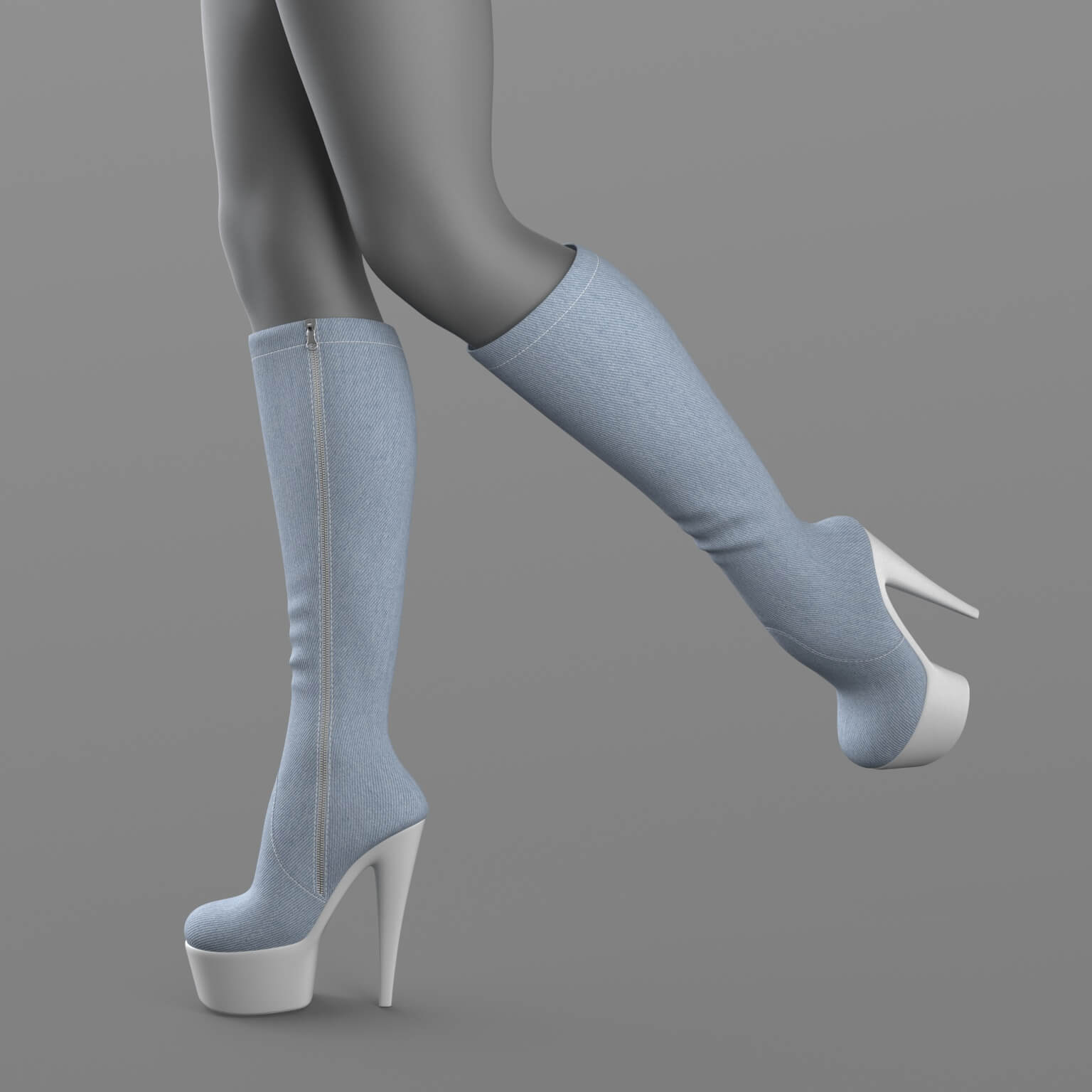 High-Heeled Denim Boots G8 Daz Content