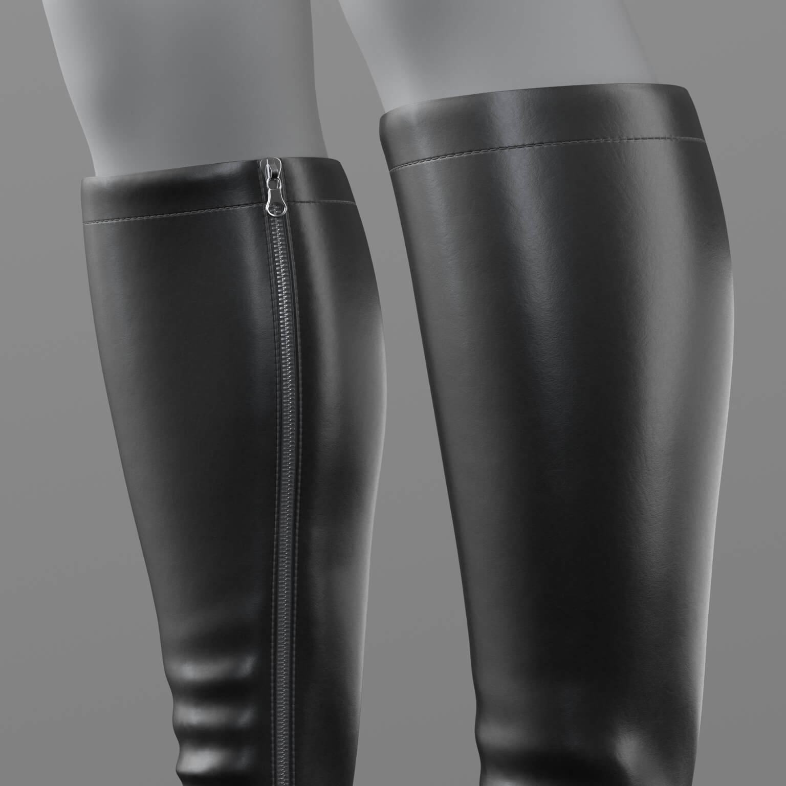 High-Heeled Leather Boots 2V 3D Model 3D Model