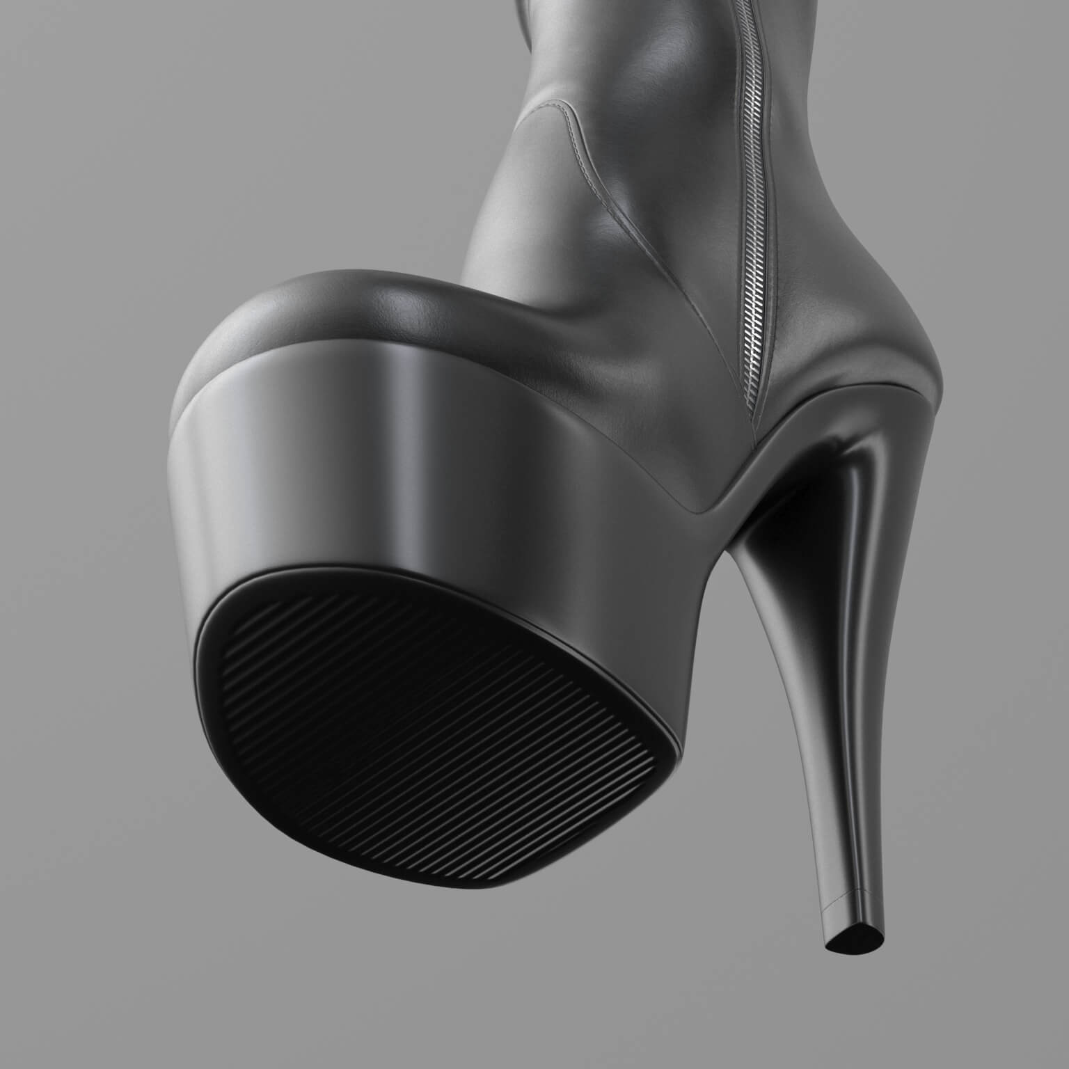 High-Heeled Leather Boots 2V 3D Model 3D Model