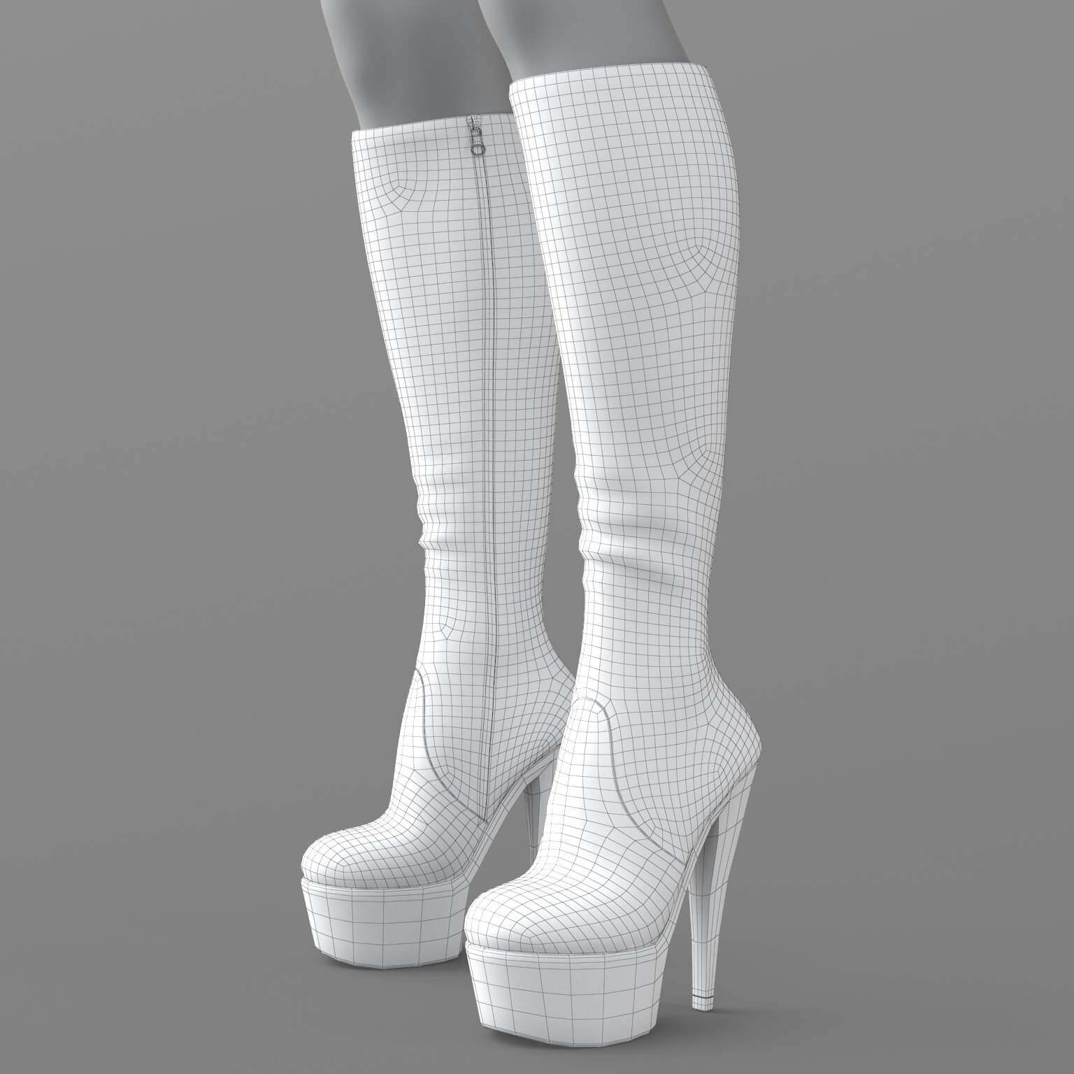 High-Heeled Leather Boots 2V 3D Model 3D Model