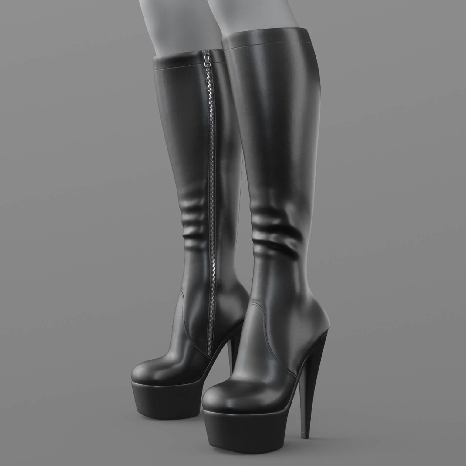 High-Heeled Leather Boots 2v G8 Daz Content