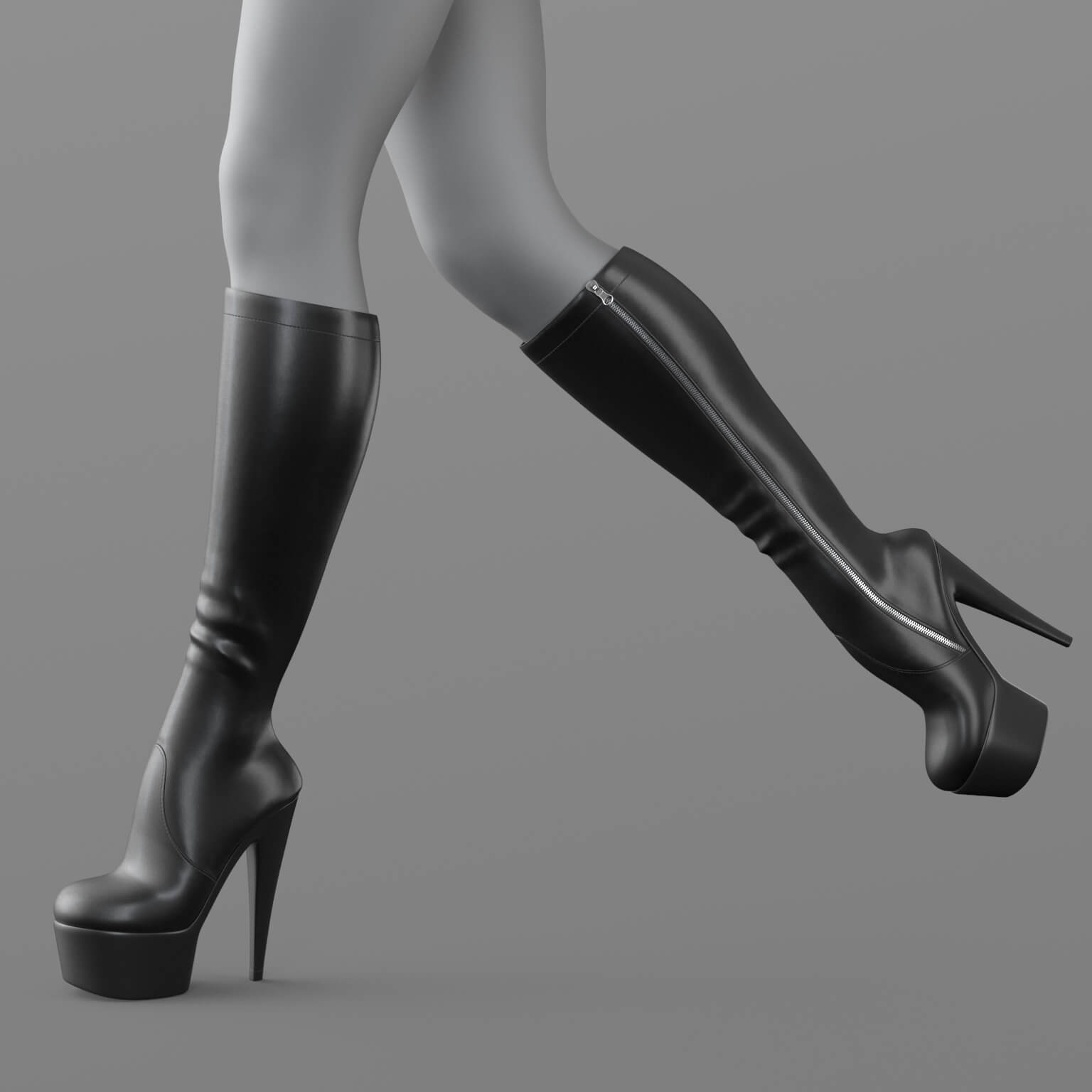 High-Heeled Leather Boots 2v G8 Daz Content