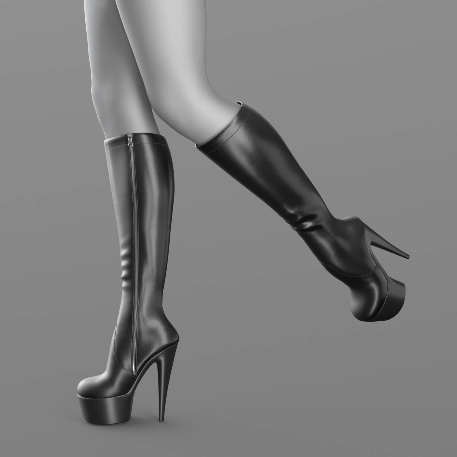 High-Heeled Leather Boots 2v G8 Daz Content