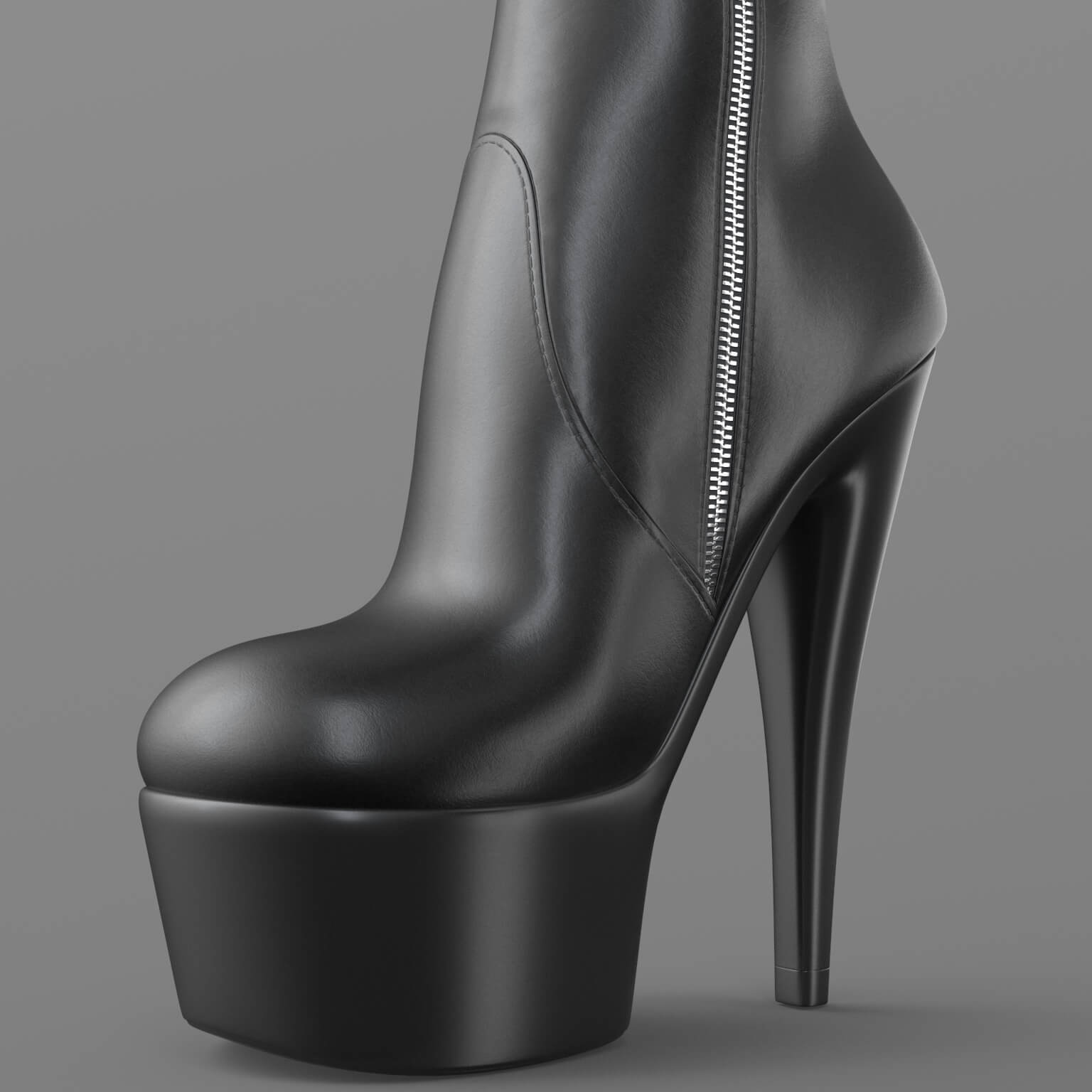 High-Heeled Leather Boots 2v G8 Daz Content