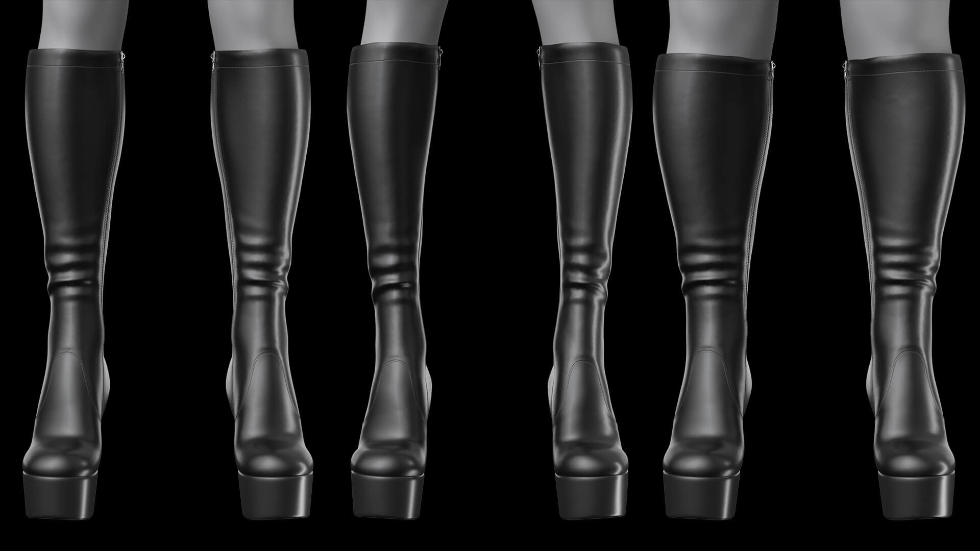 High-Heeled Leather Boots 2v G8 Daz Content