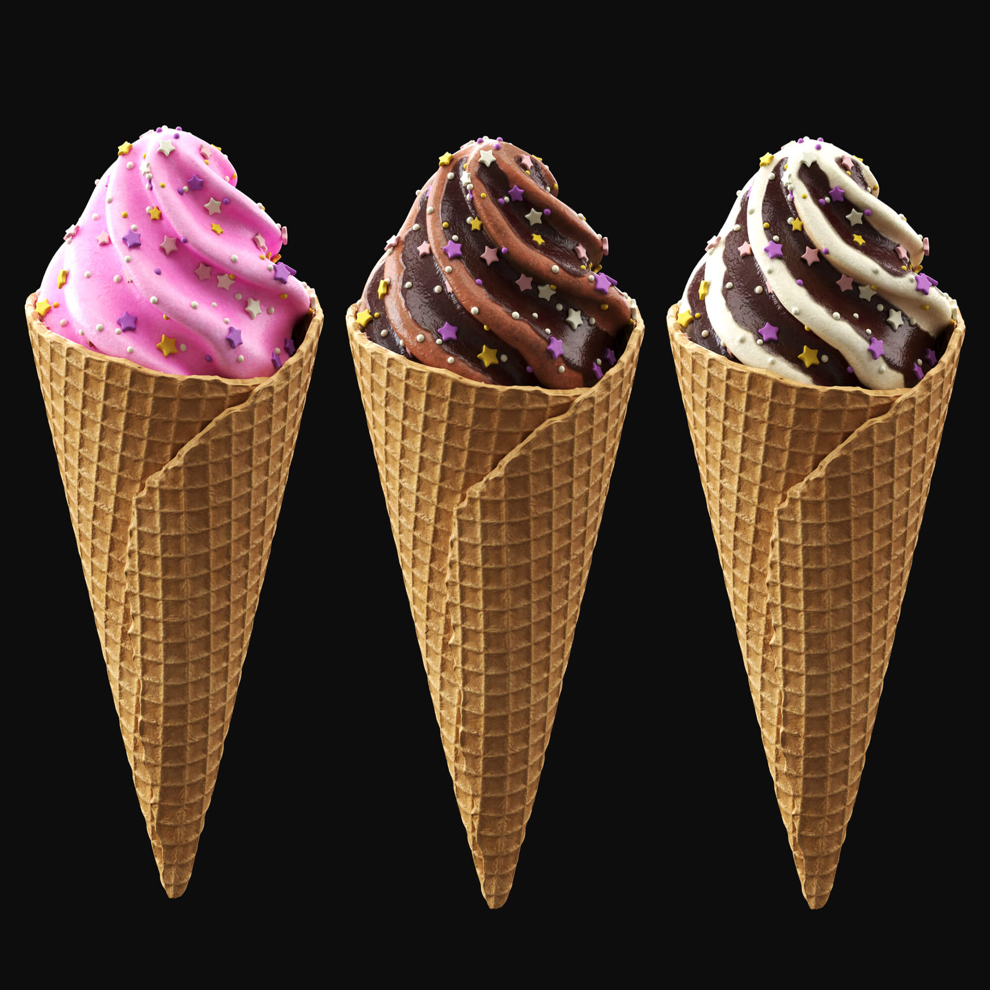 Ice Cream Cones 3v Props Daz Content