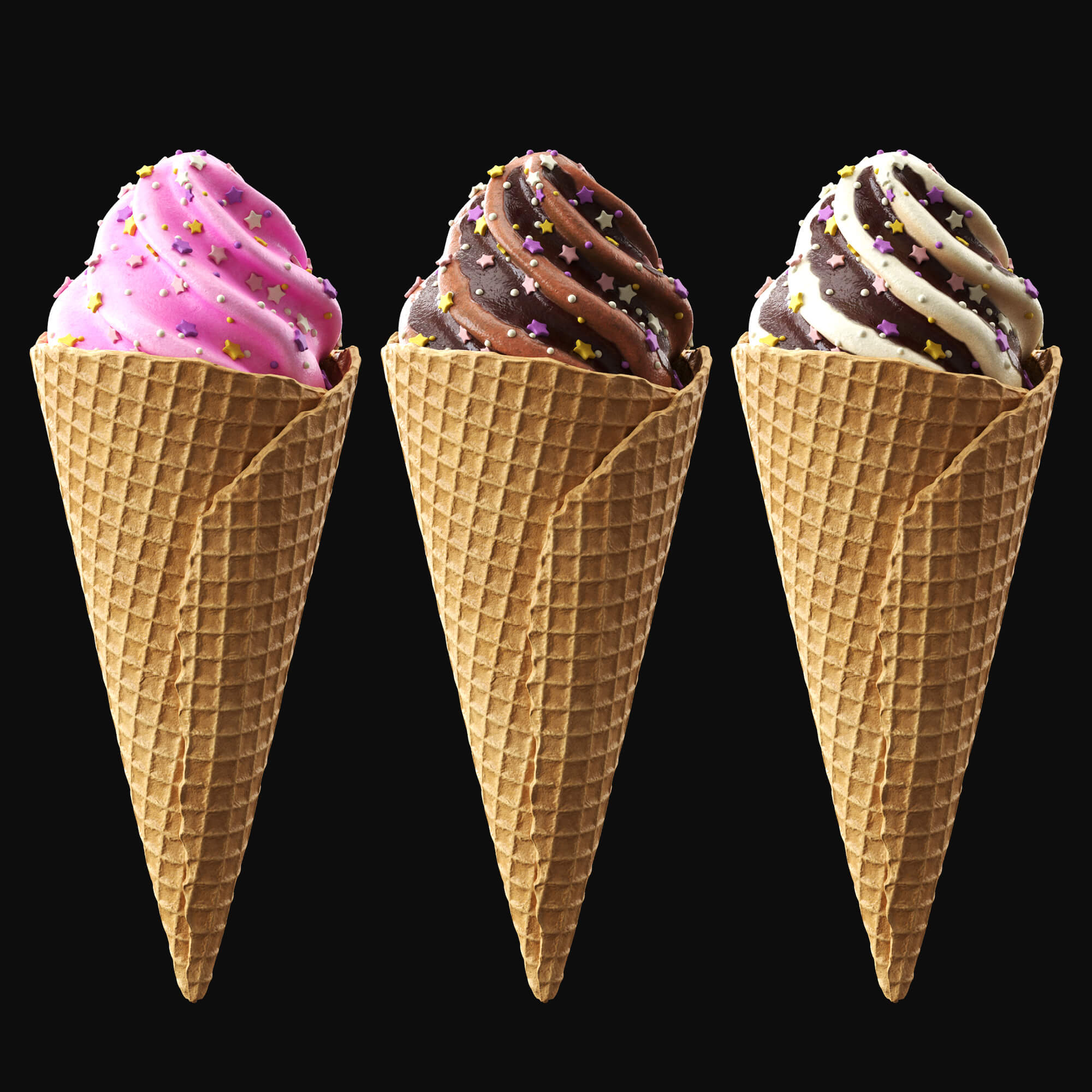 Ice Cream Cones 3v Props Daz Content
