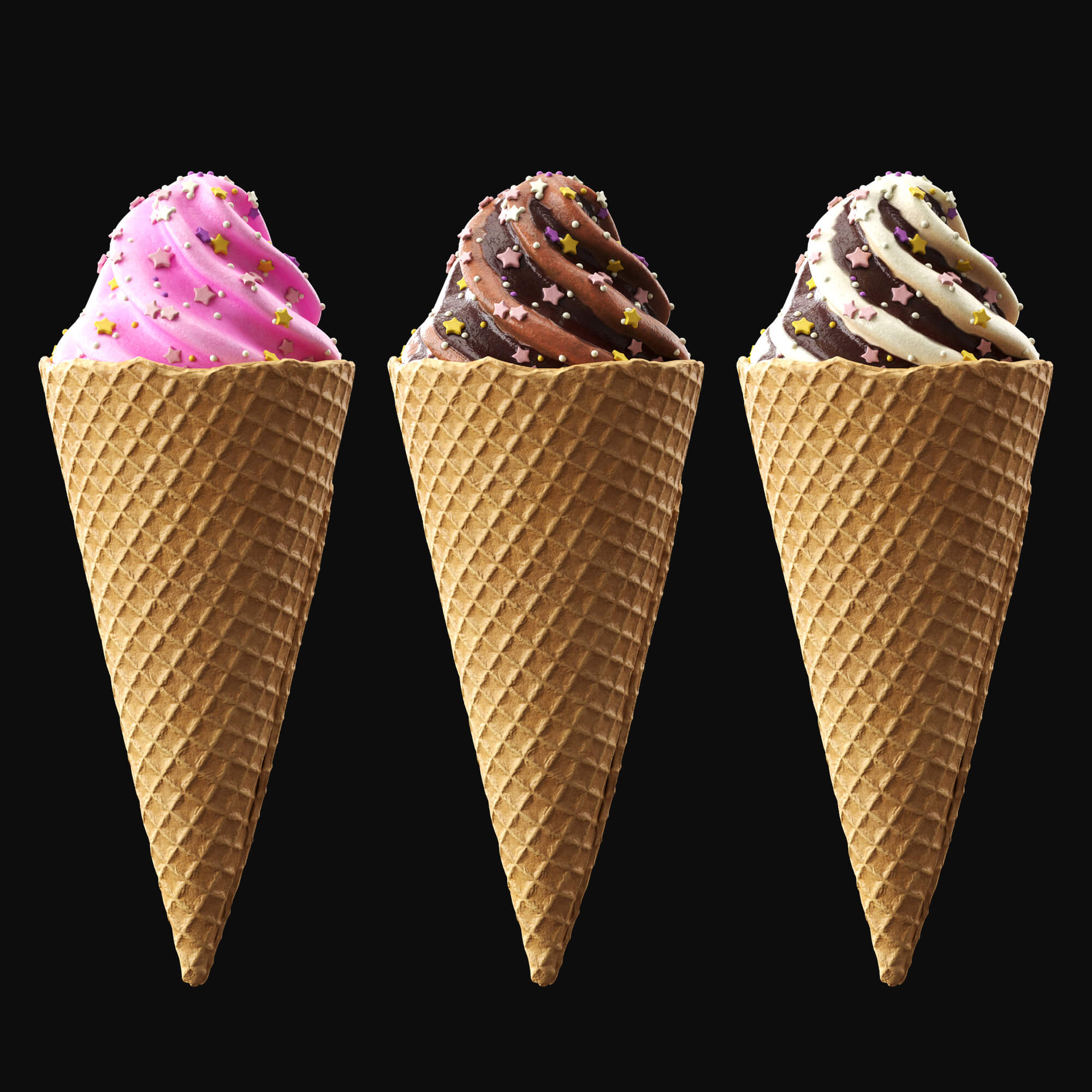 Ice Cream Cones 3v Props Daz Content