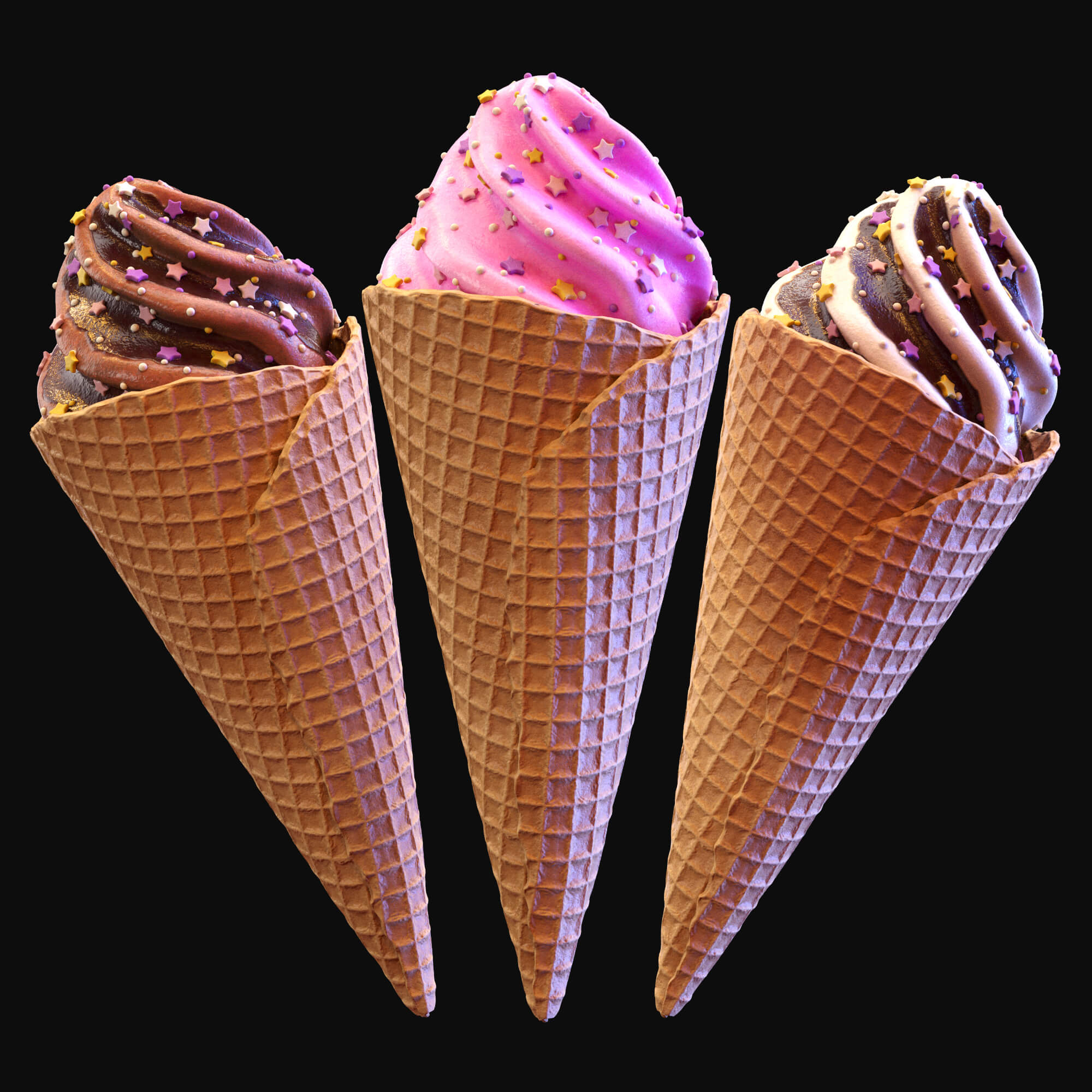 Ice Cream Cones 3v Props Daz Content