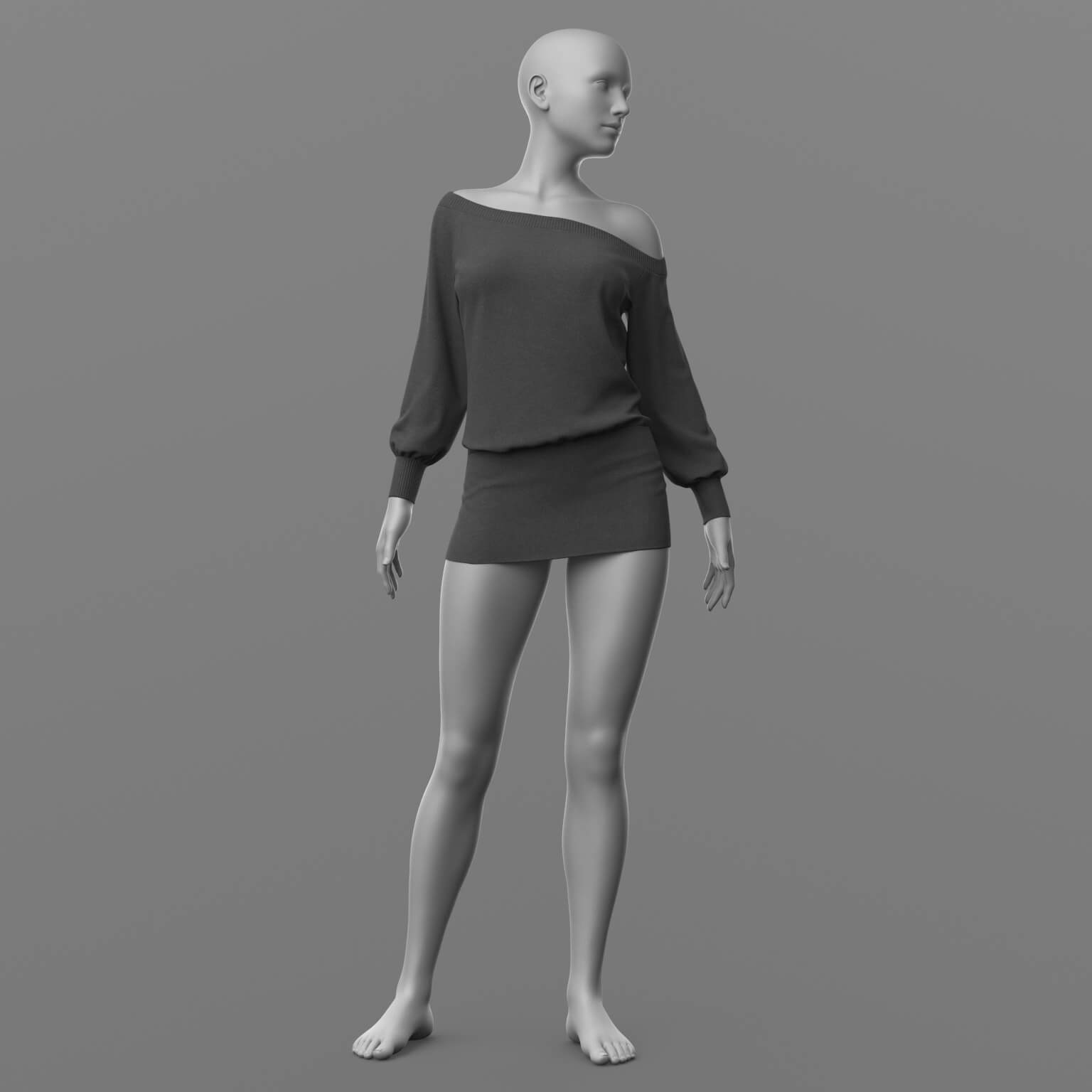 Knitted Dress 2v Knee Socks and Shoes 1v G8 Female Daz Content