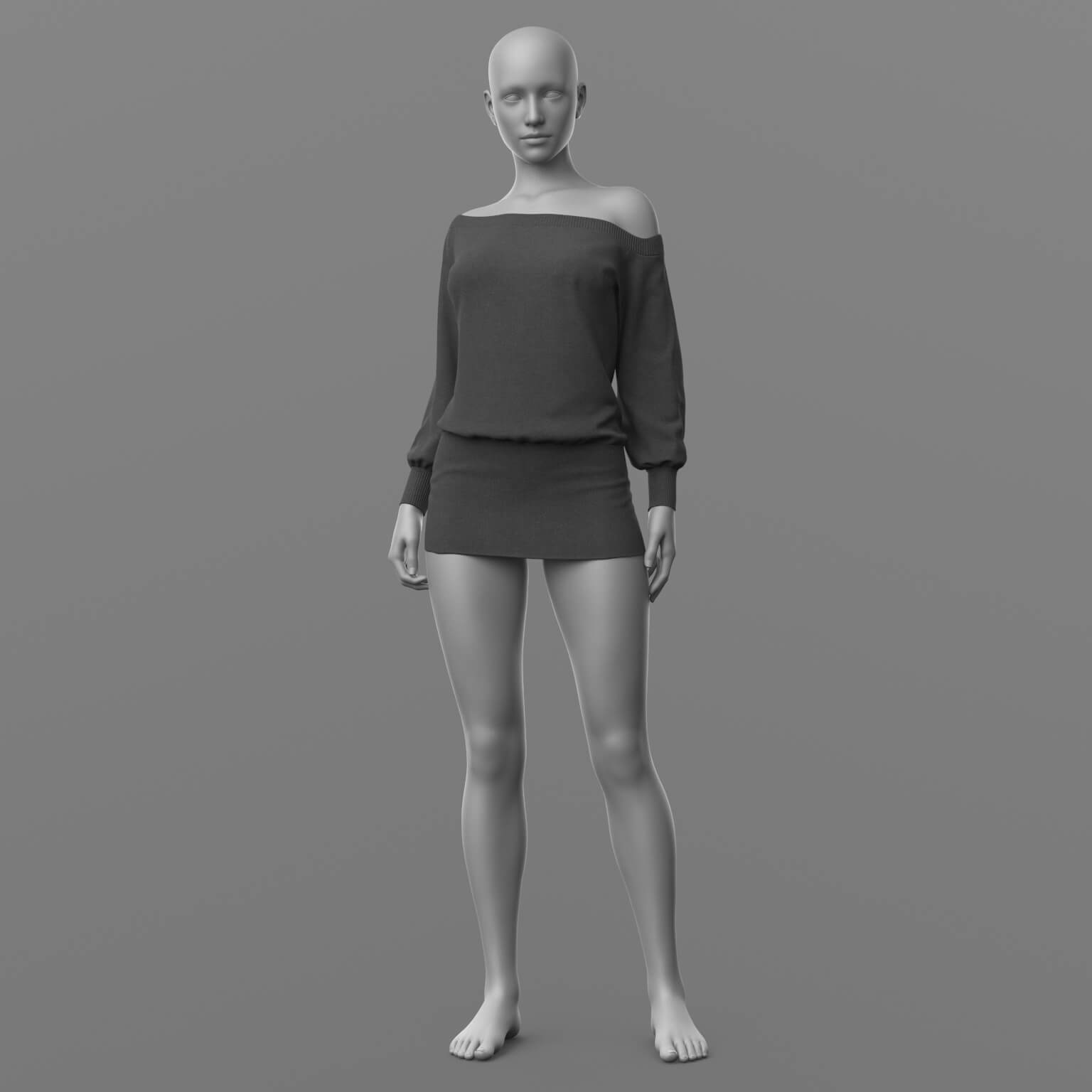 Knitted Dress 2v Knee Socks and Shoes 1v G8 Female Daz Content