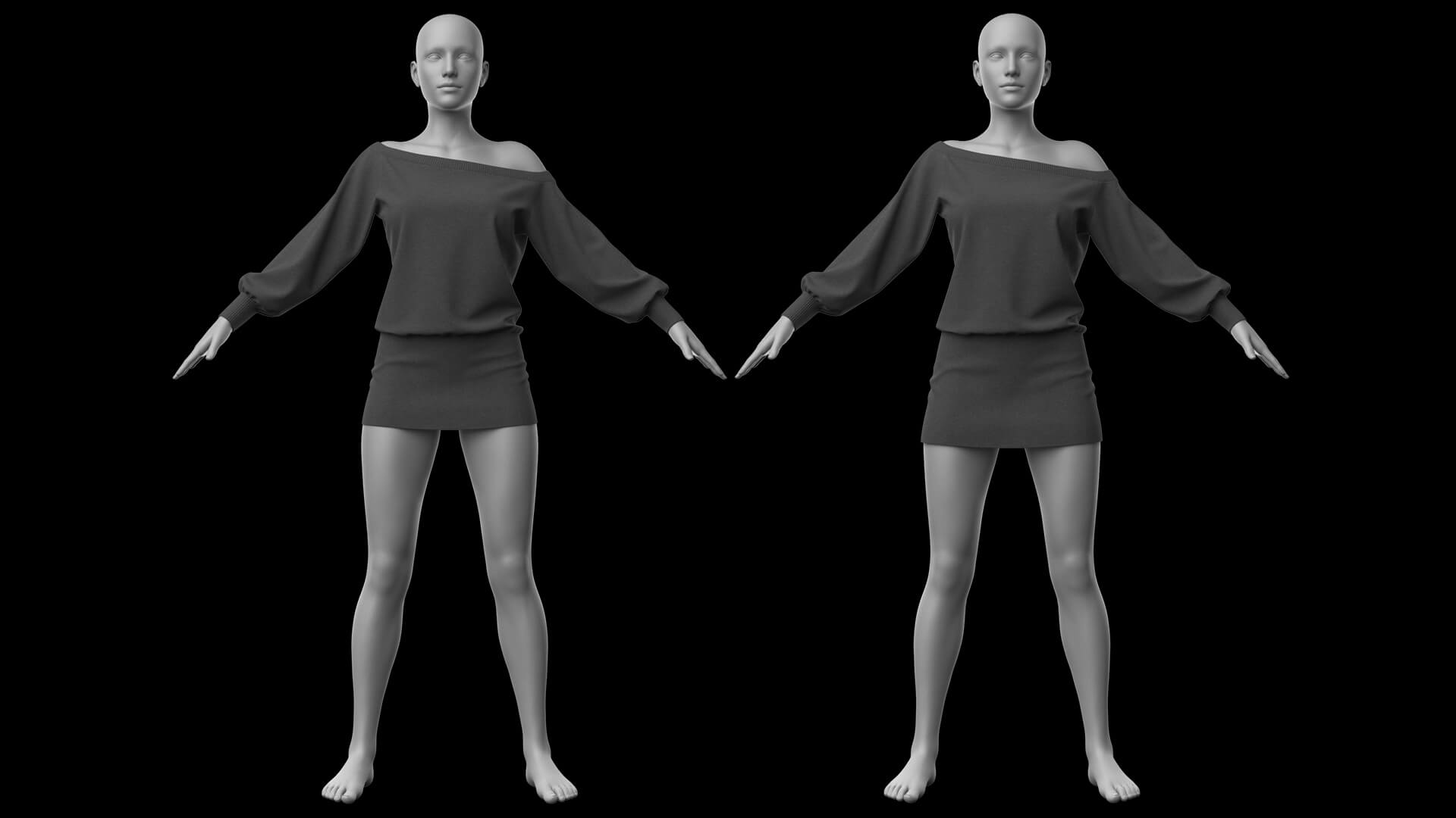 Knitted Dress 2v Knee Socks and Shoes 1v G8 Female Daz Content