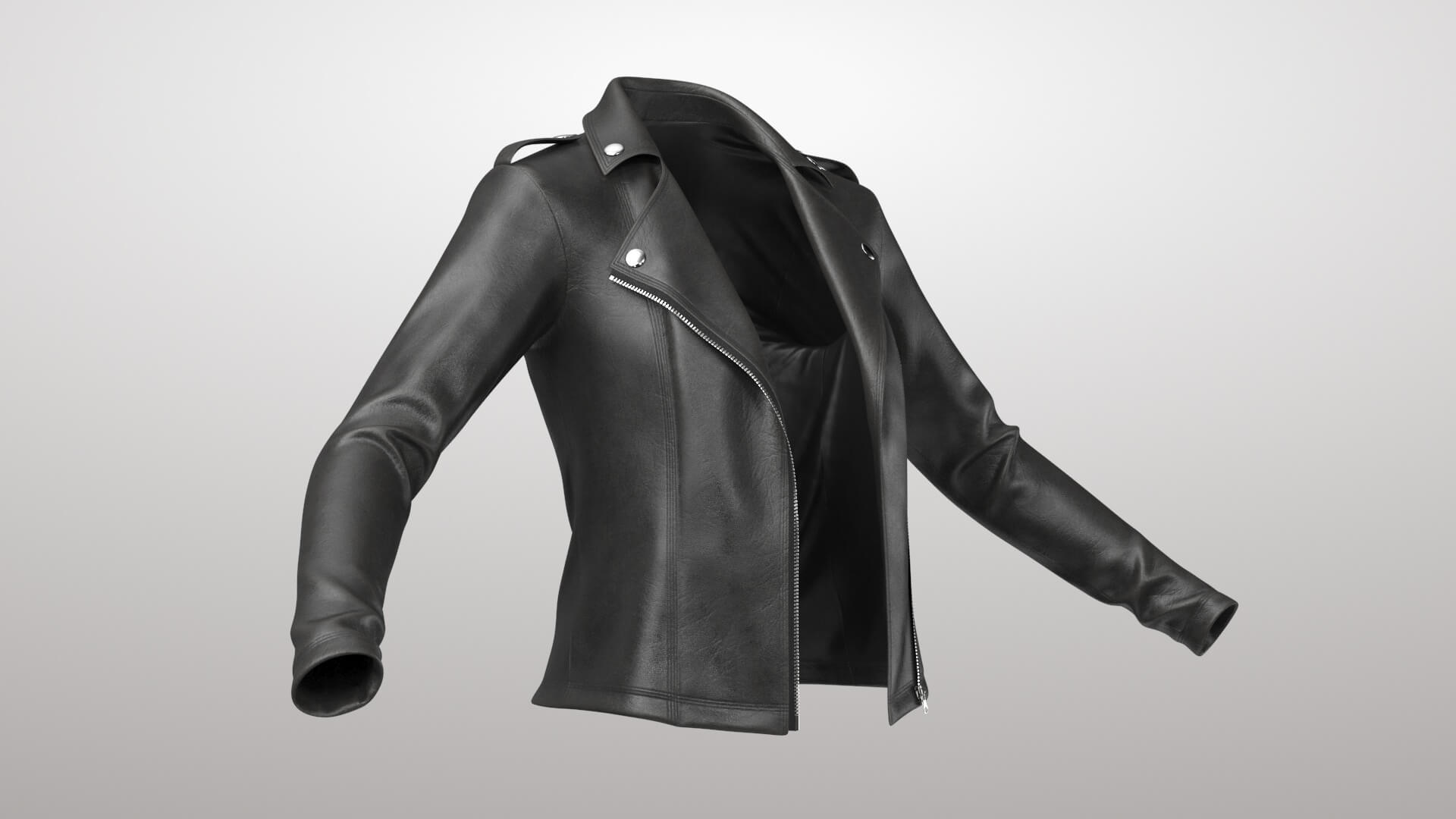 Leather Jacket Female 1v 3D Model