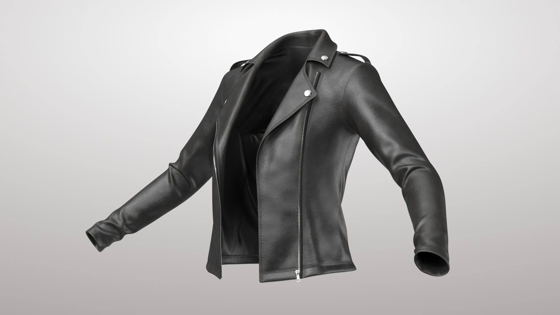 Leather Jacket Female 1v 3D Model