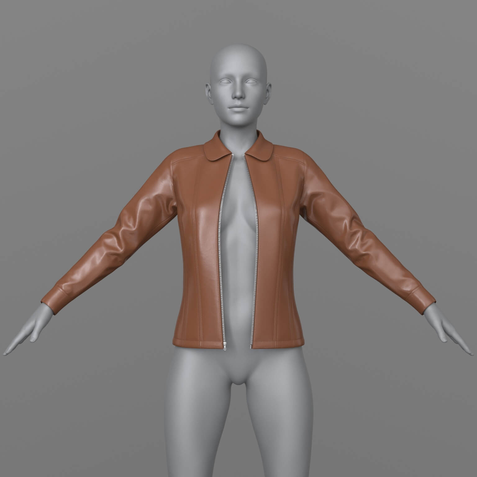 Leather Jacket Unbuttoned 3D Model 3D Model