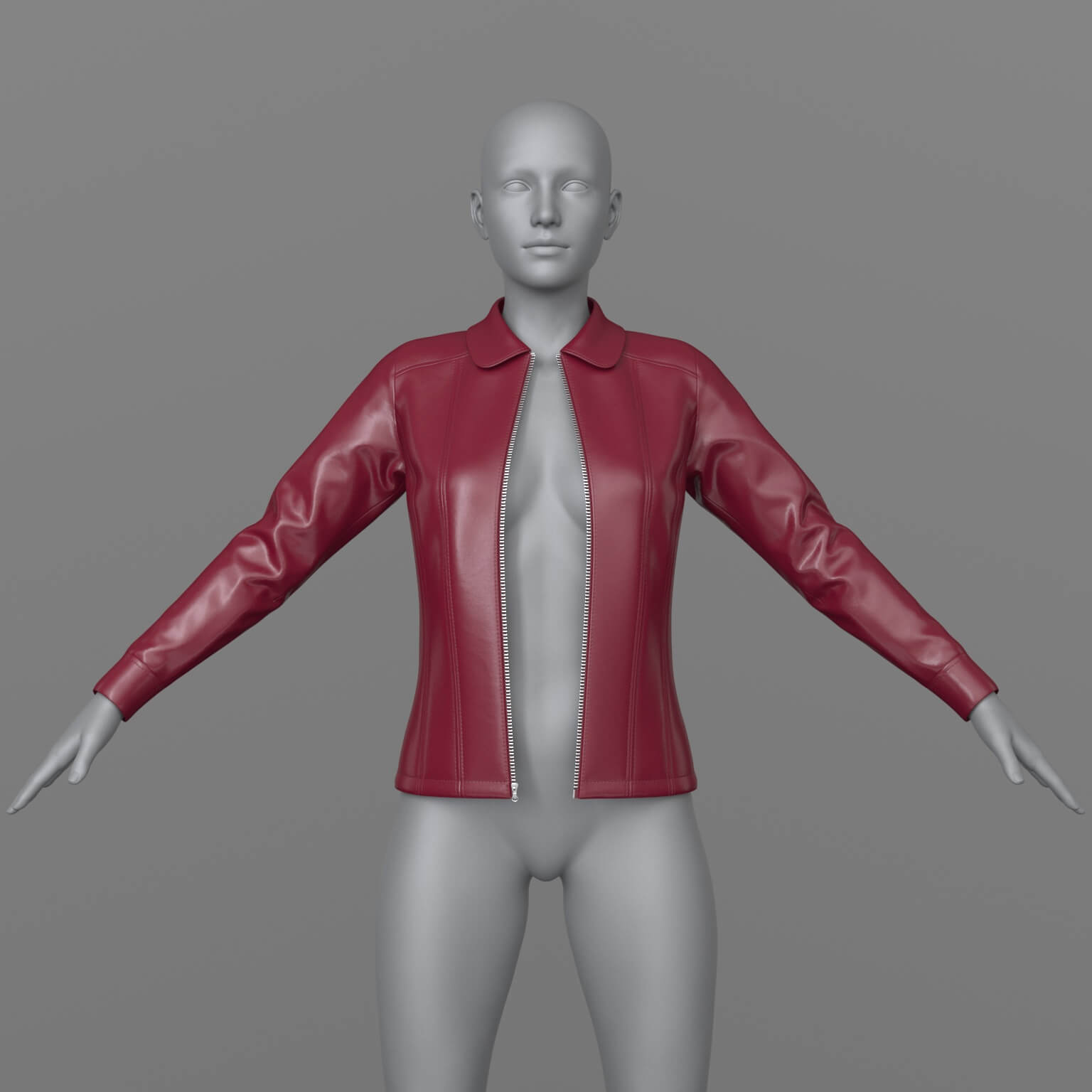 Leather Jacket Unbuttoned 3D Model 3D Model
