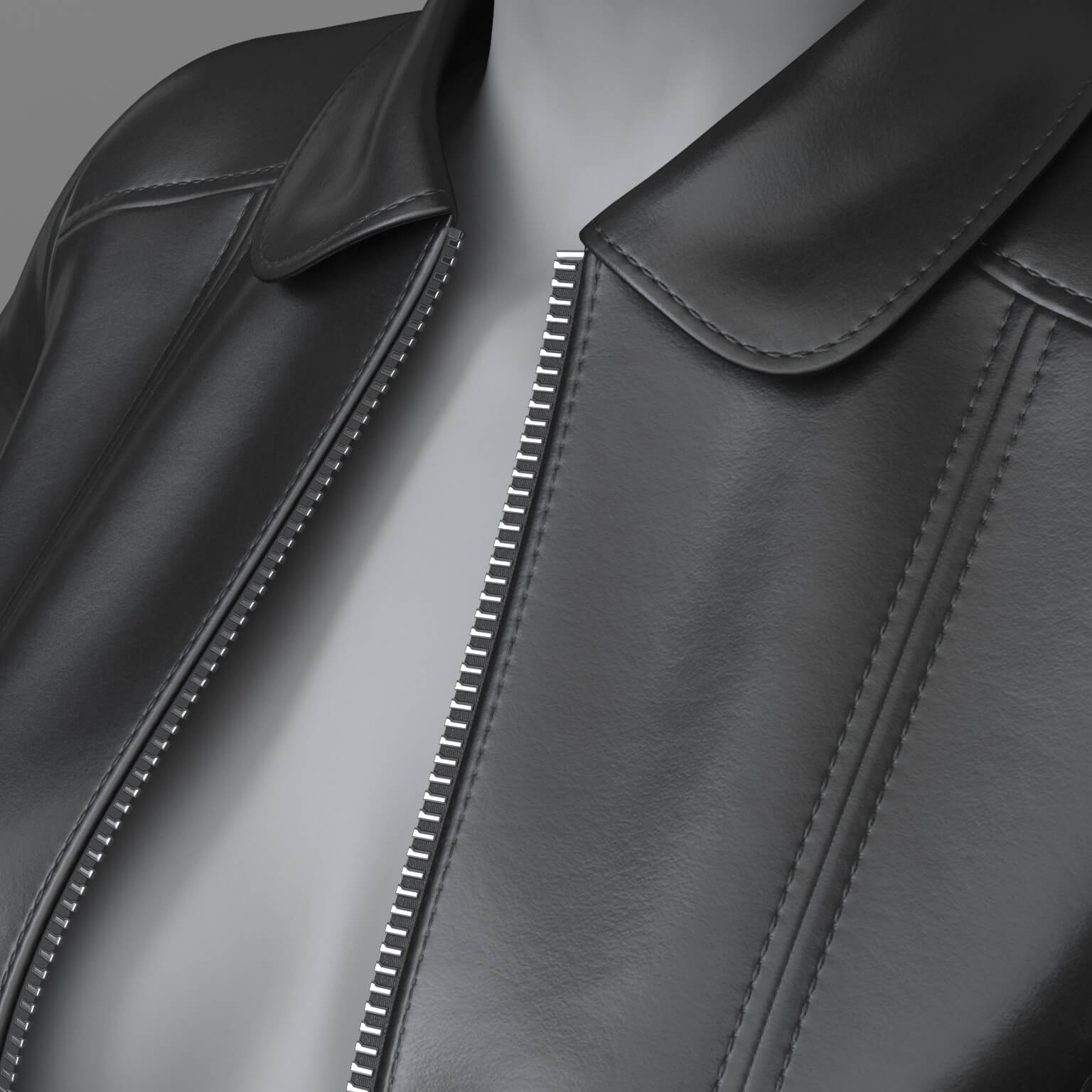 Leather Jacket Unbuttoned 3D Model 3D Model