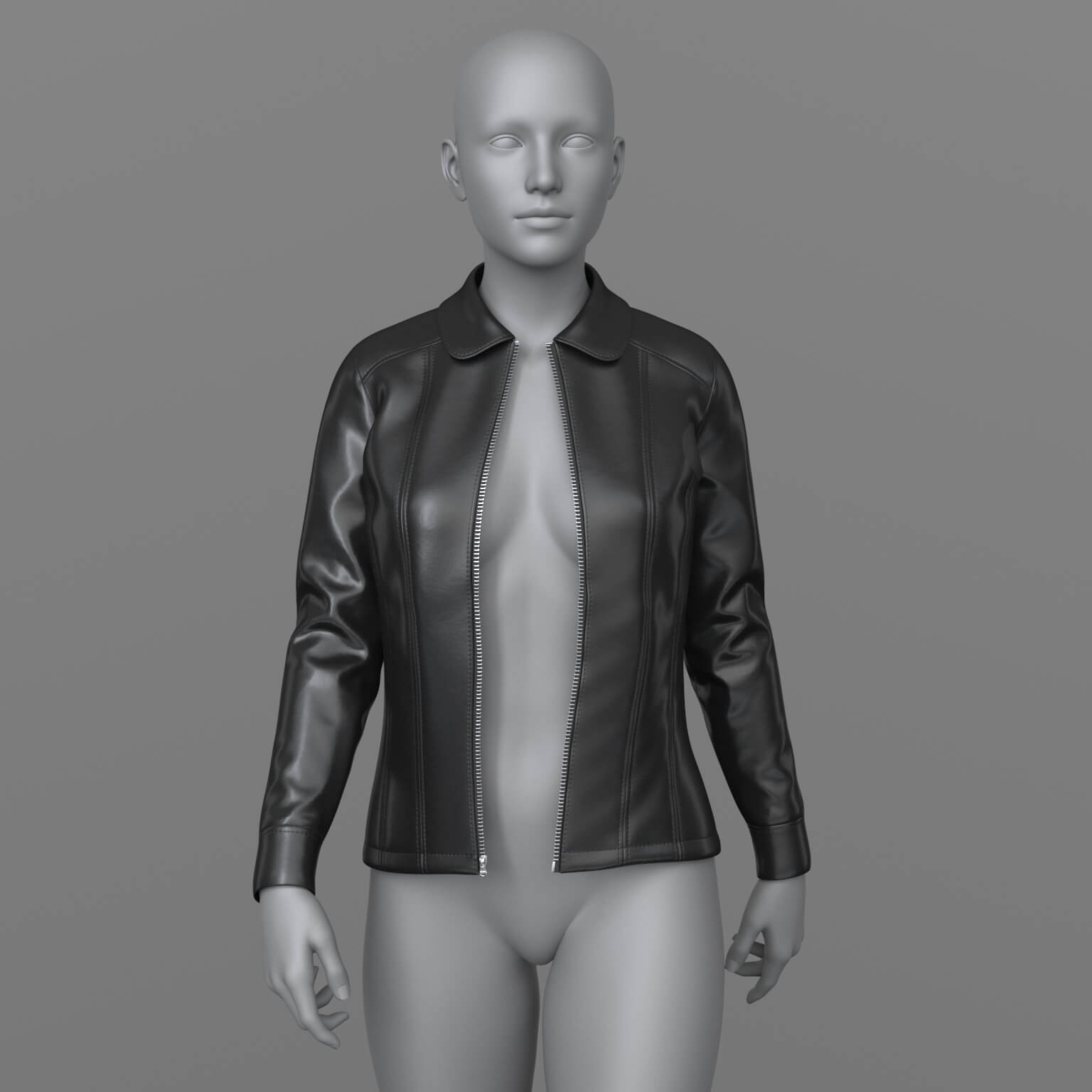 Leather Jacket Unbuttoned 3D Model 3D Model