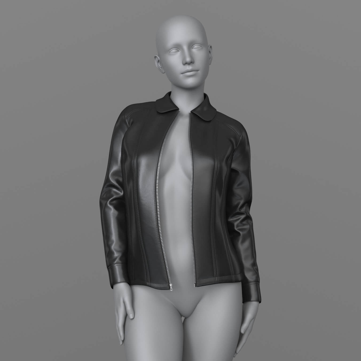Leather Jacket Unbuttoned 3D Model 3D Model