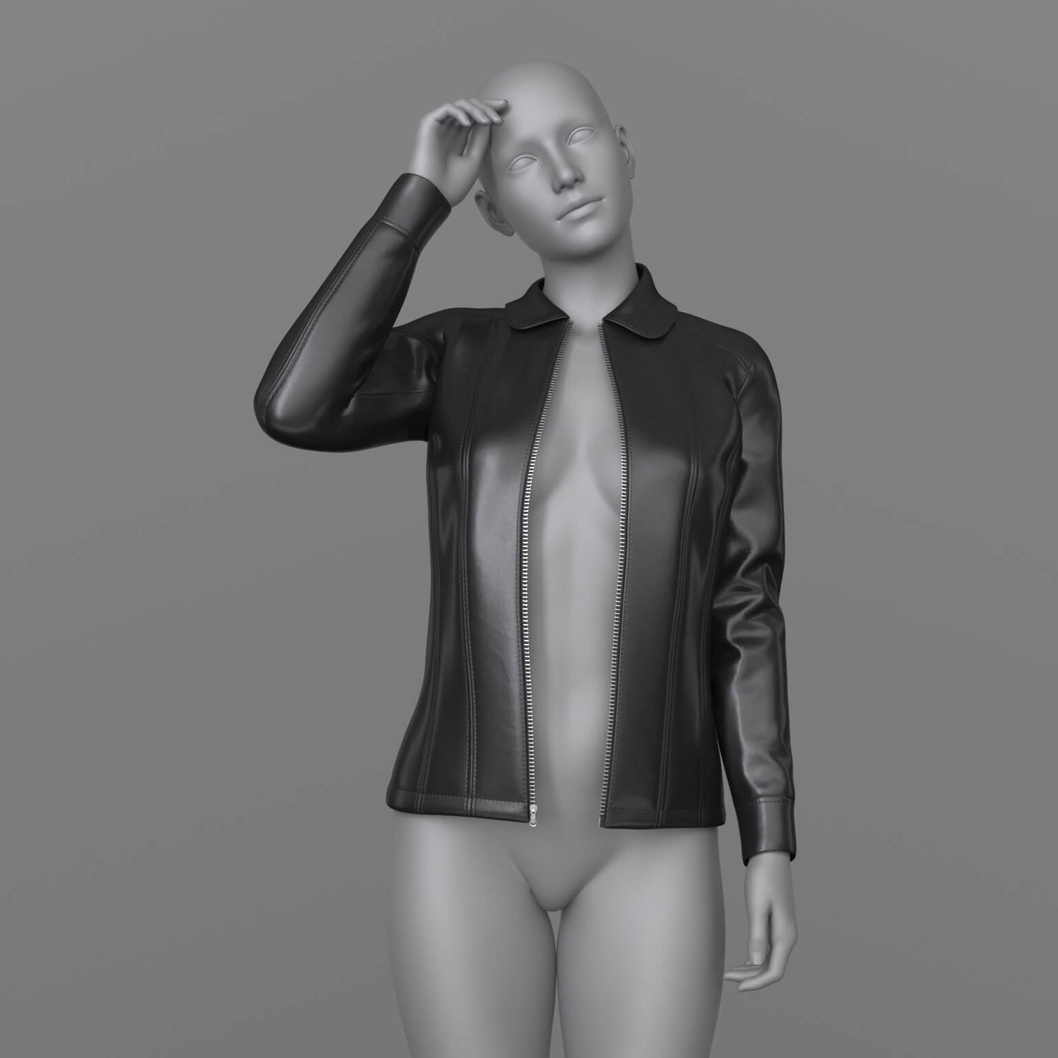 Leather Jacket Unbuttoned 3D Model 3D Model