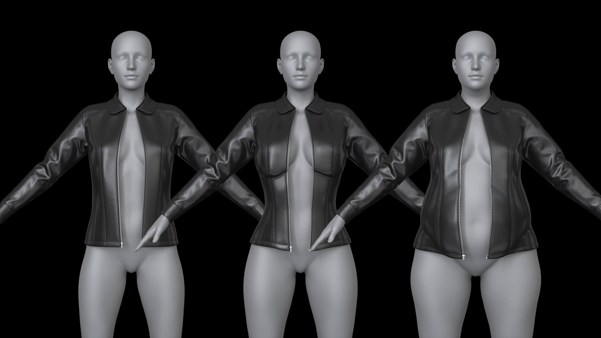Leather Jacket Unbuttoned 3D Model 3D Model