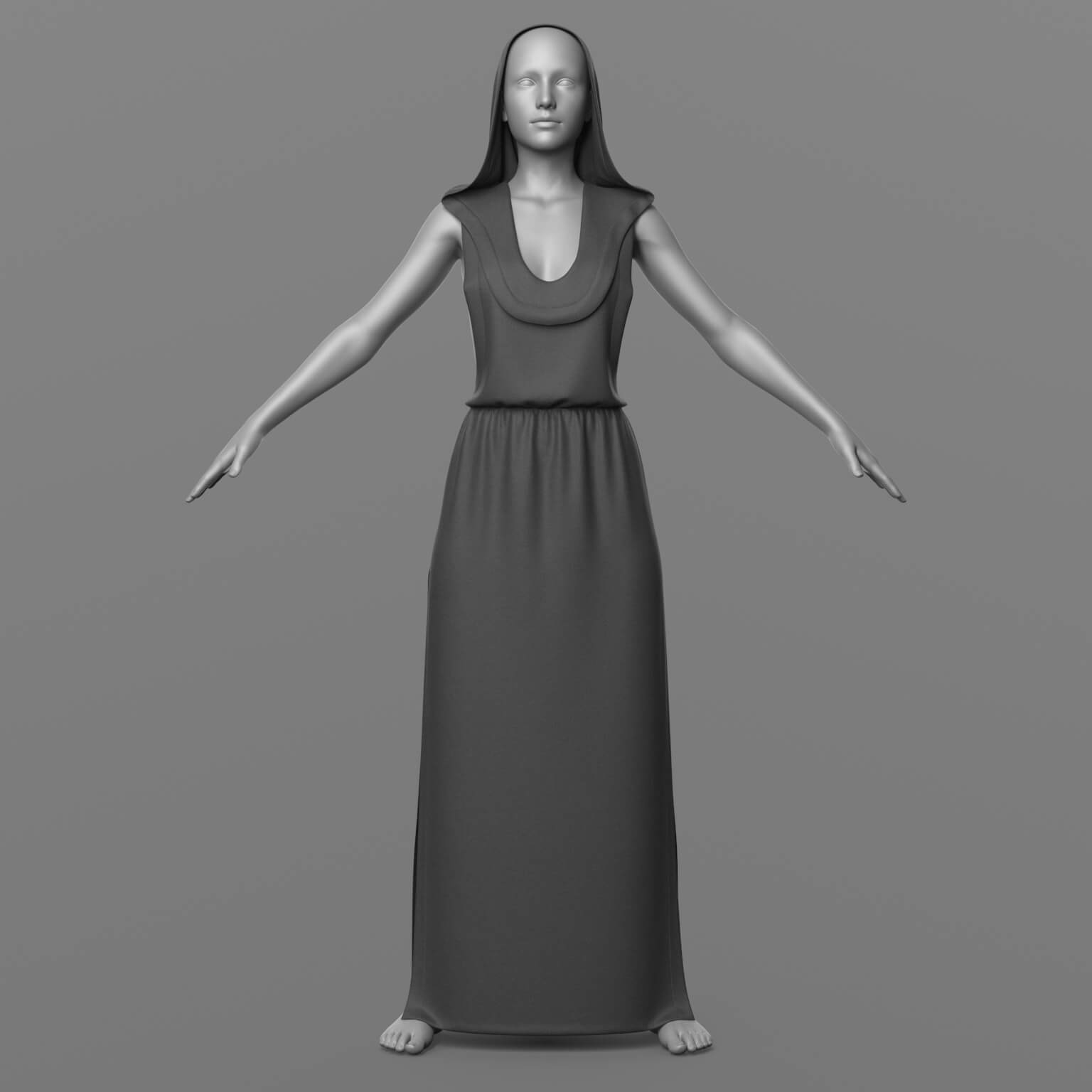 Long Hooded Dress G8 Female Daz Content