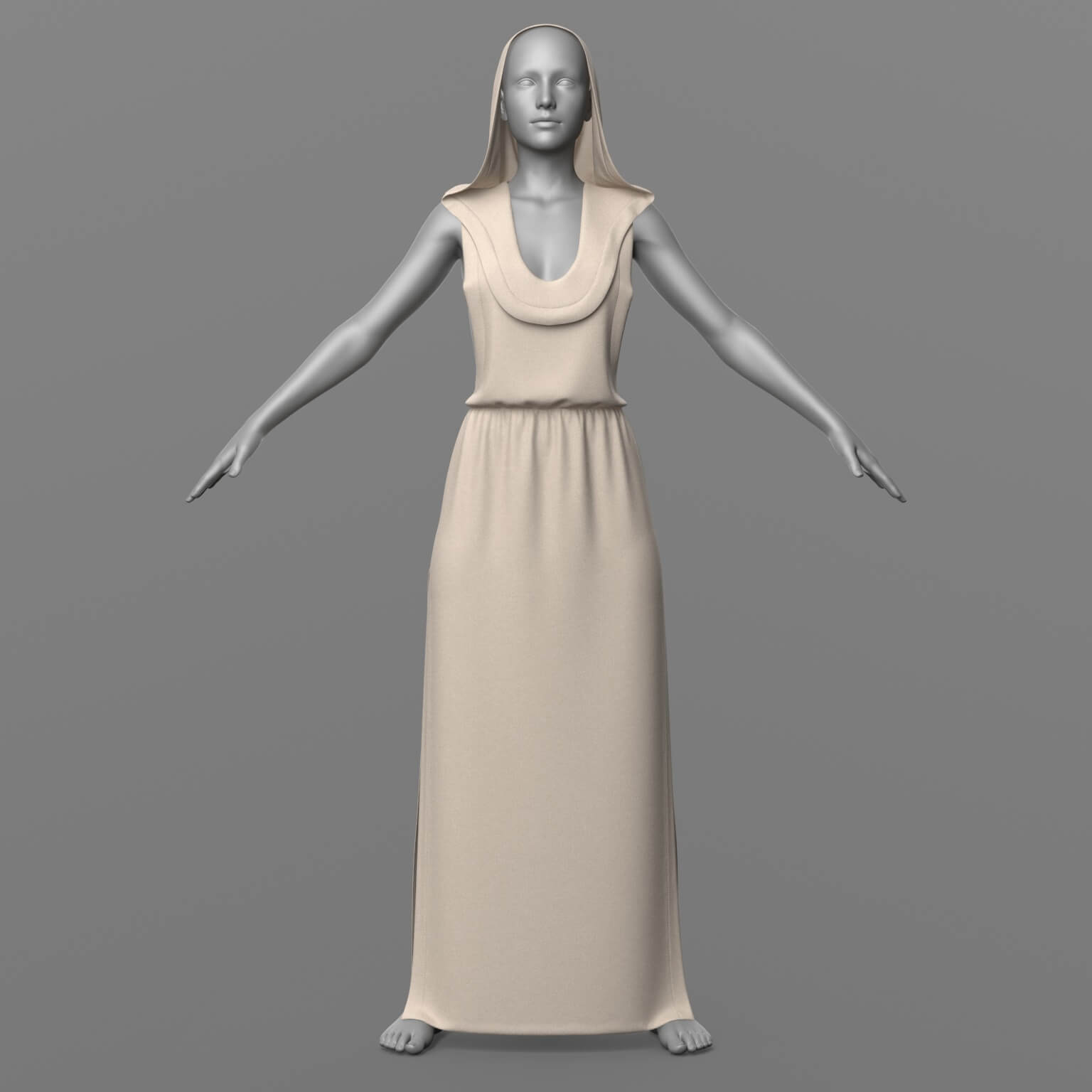 Long Hooded Dress G8 Female Daz Content