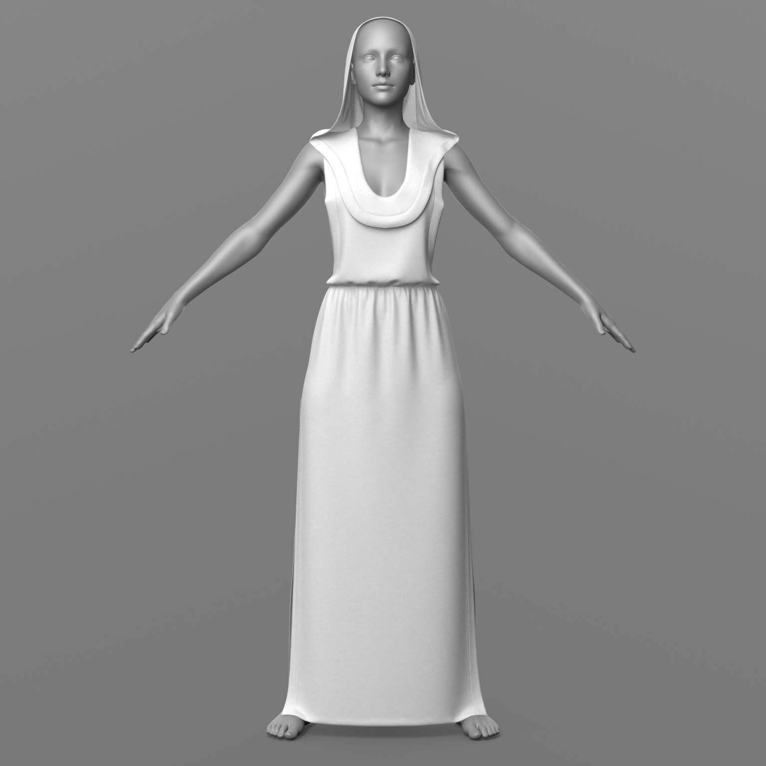 Long Hooded Dress G8 Female Daz Content