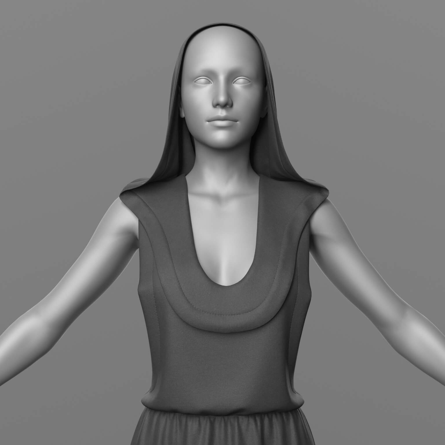 Long Hooded Dress G8 Female Daz Content