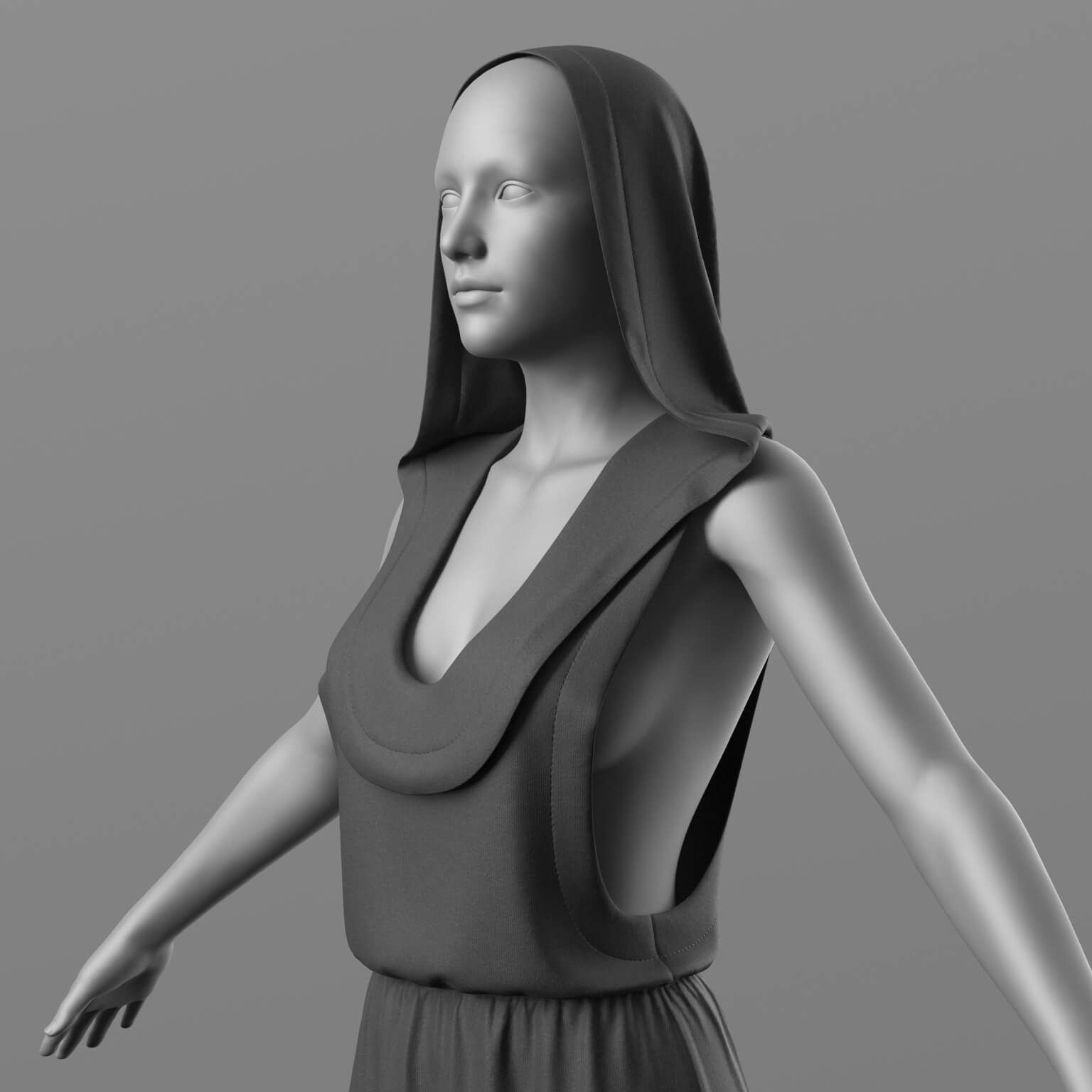 Long Hooded Dress G8 Female Daz Content