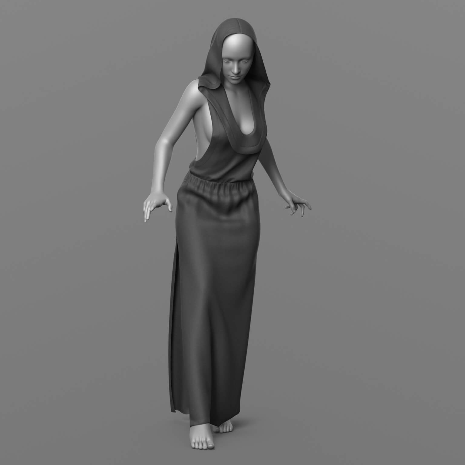 Long Hooded Dress G8 Female Daz Content