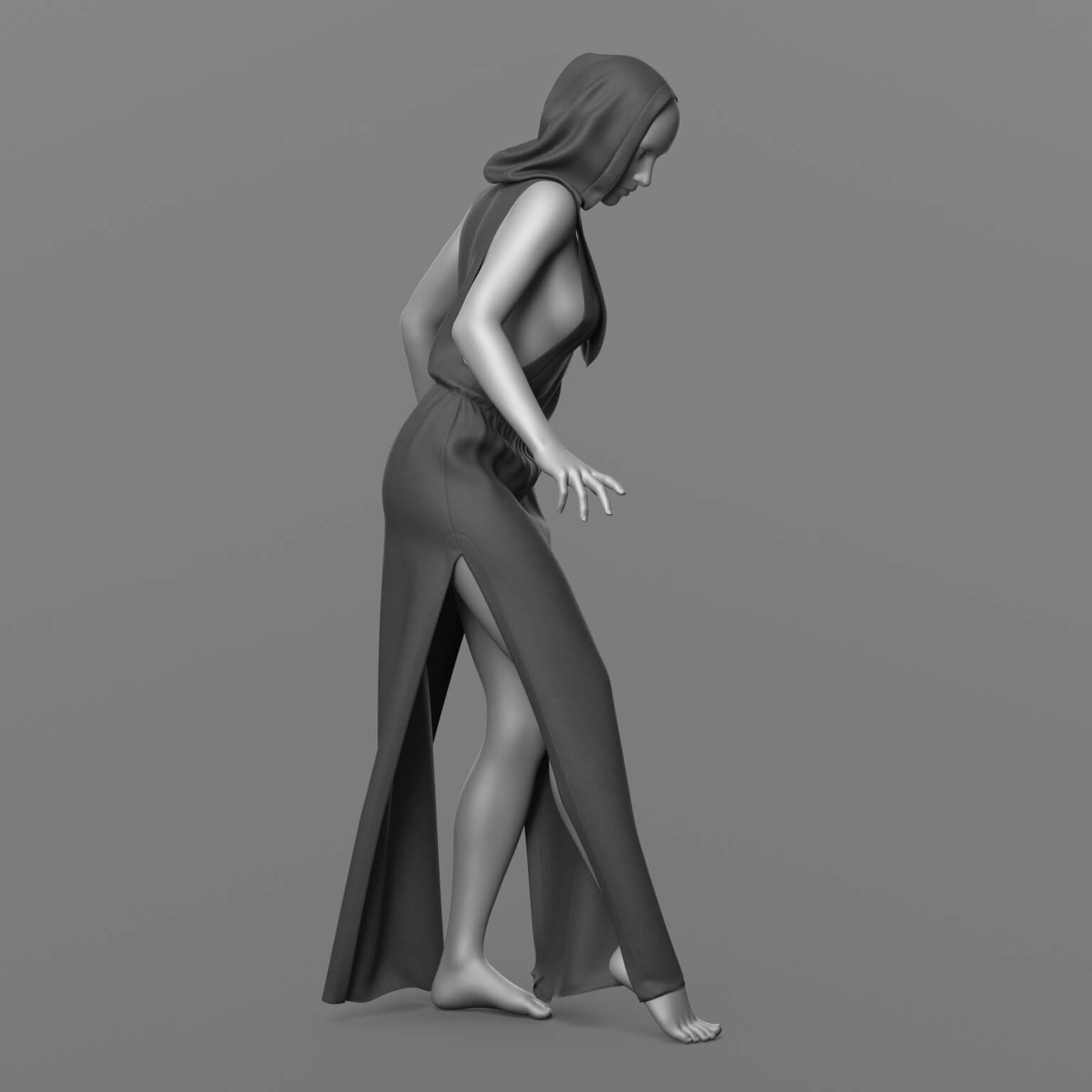 Long Hooded Dress G8 Female Daz Content