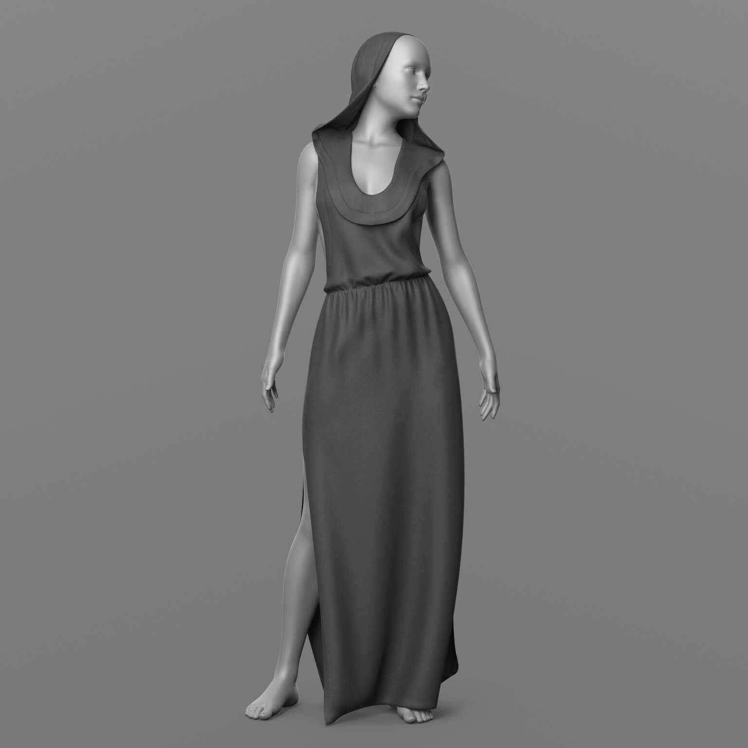 Long Hooded Dress G8 Female Daz Content