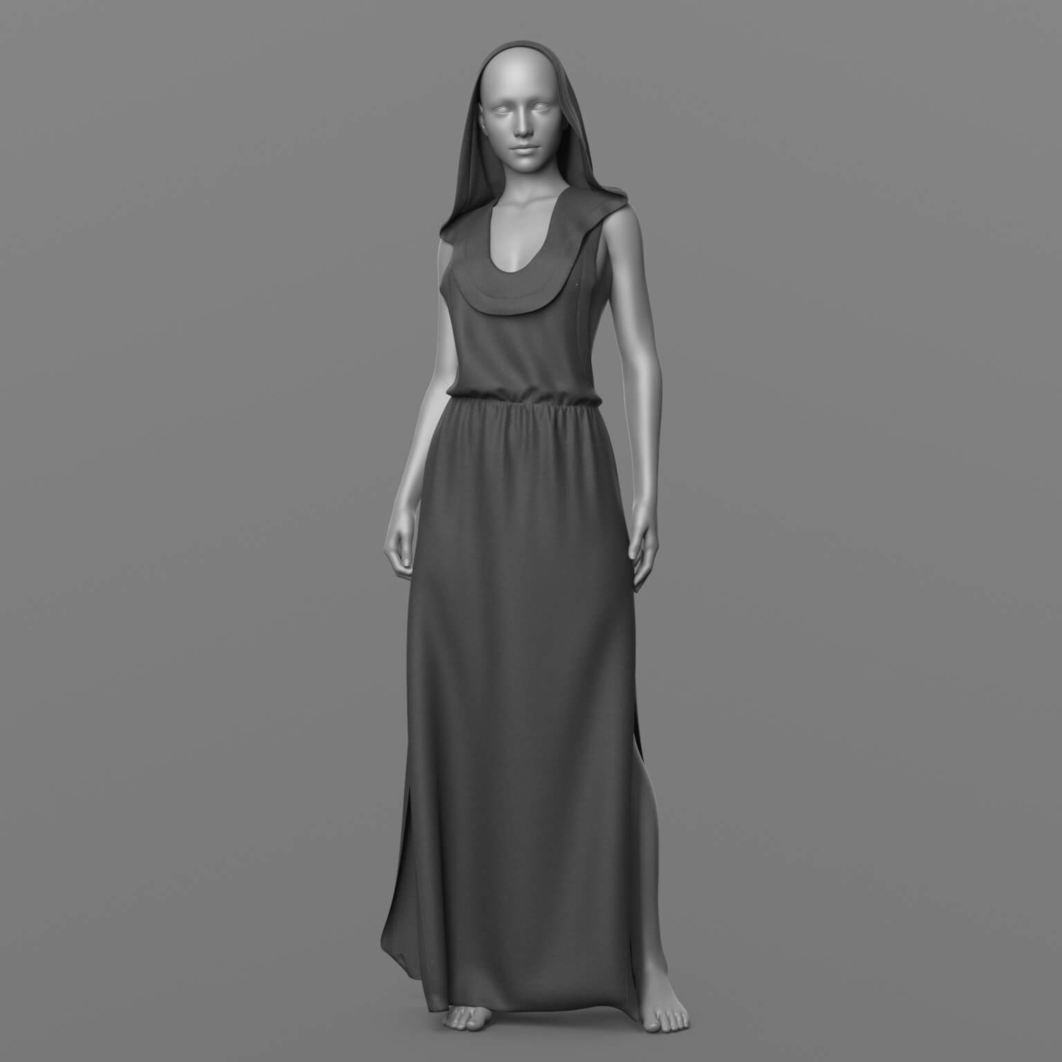 Long Hooded Dress G8 Female Daz Content