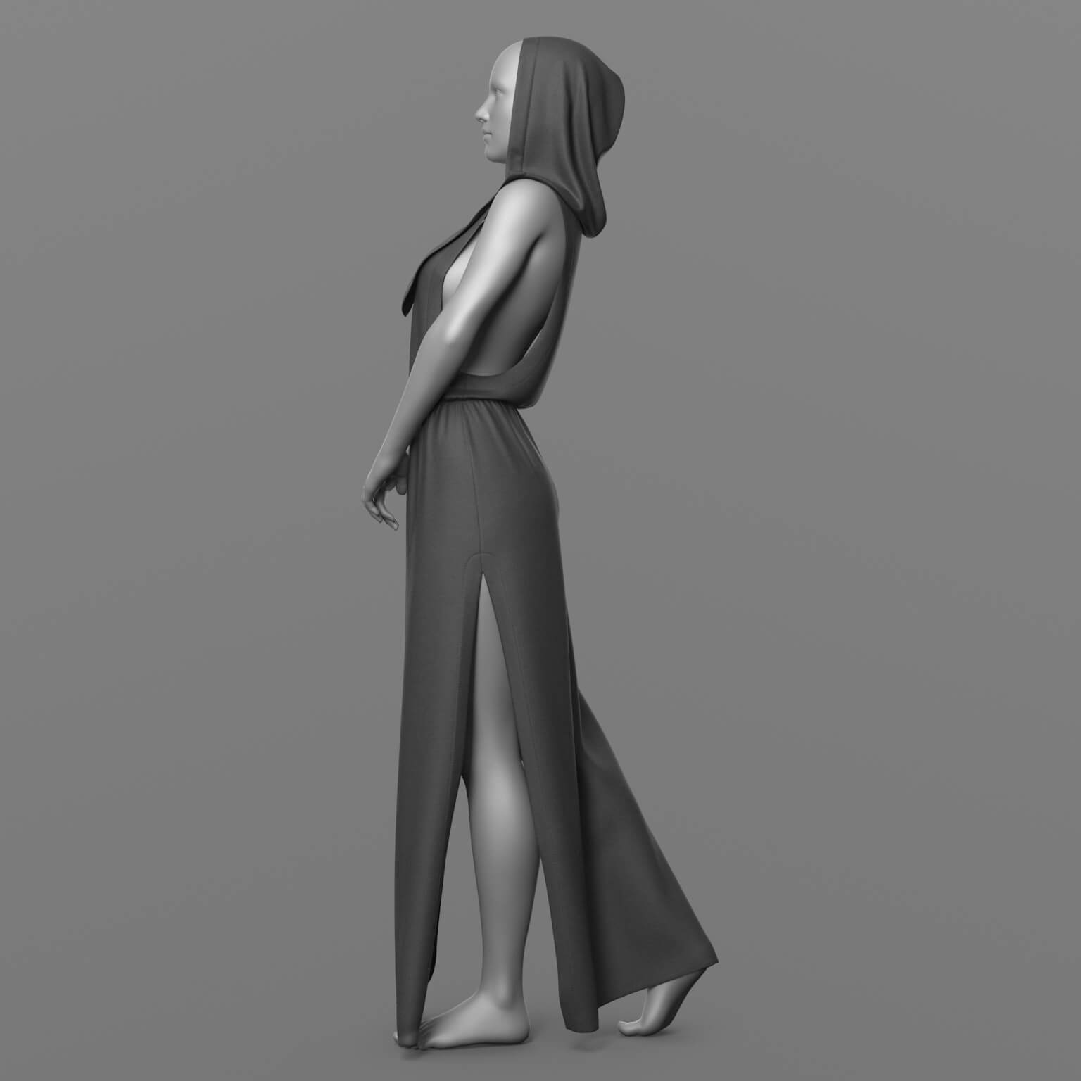 Long Hooded Dress G8 Female Daz Content