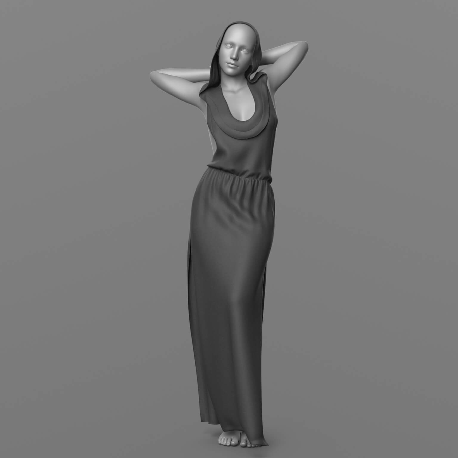 Long Hooded Dress G8 Female Daz Content