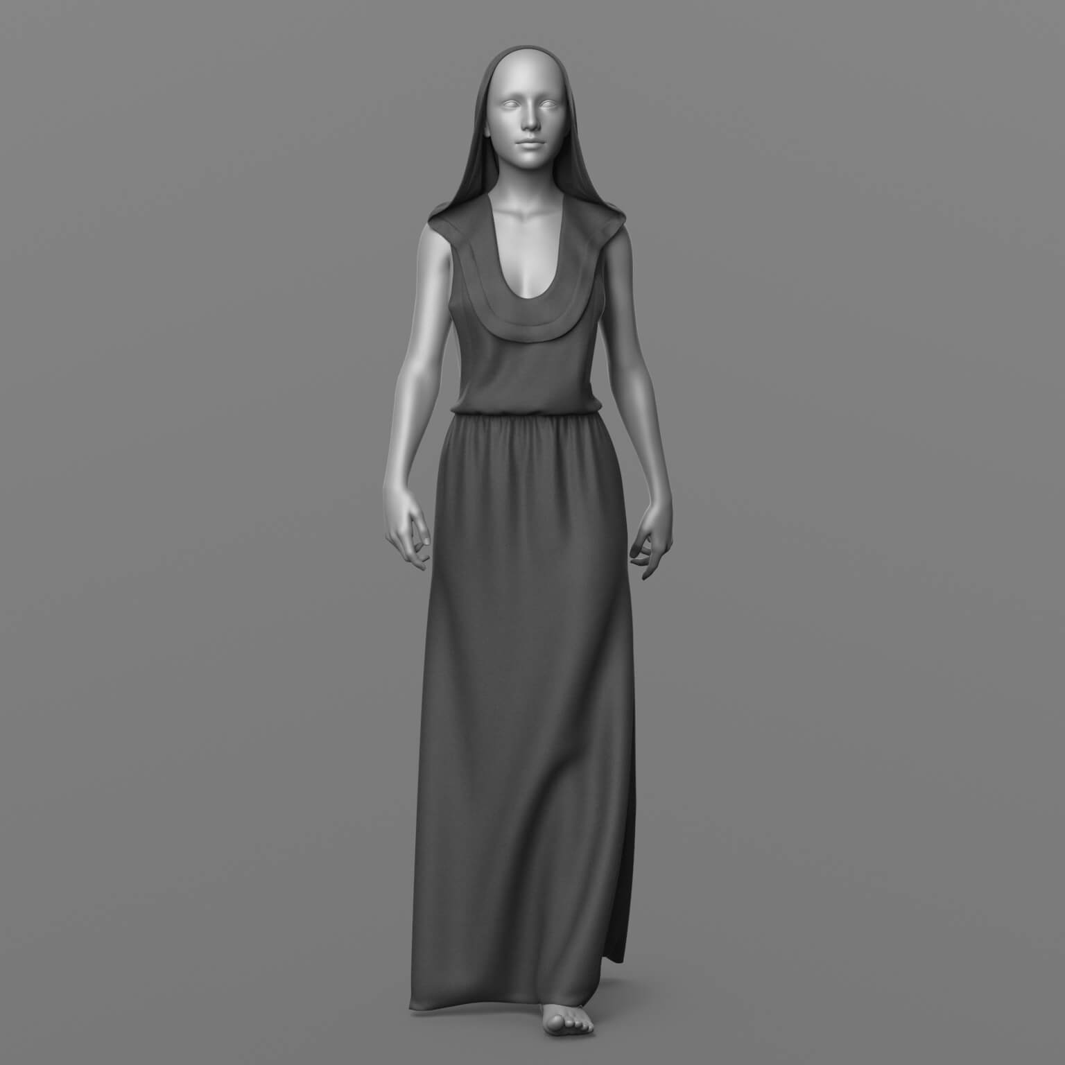 Long Hooded Dress G8 Female Daz Content
