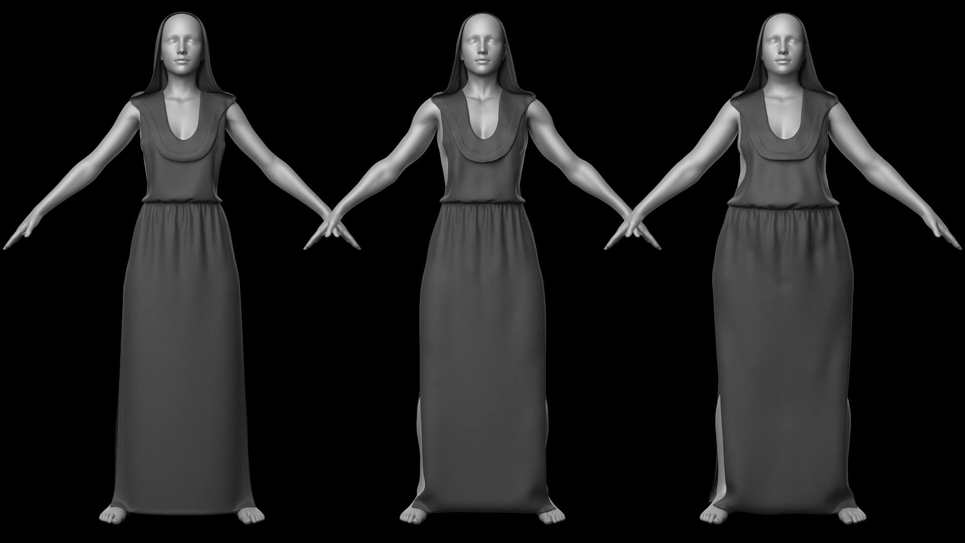 Long Hooded Dress G8 Female Daz Content