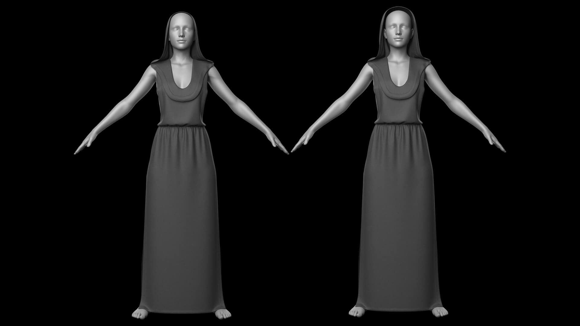 Long Hooded Dress G8 Female Daz Content