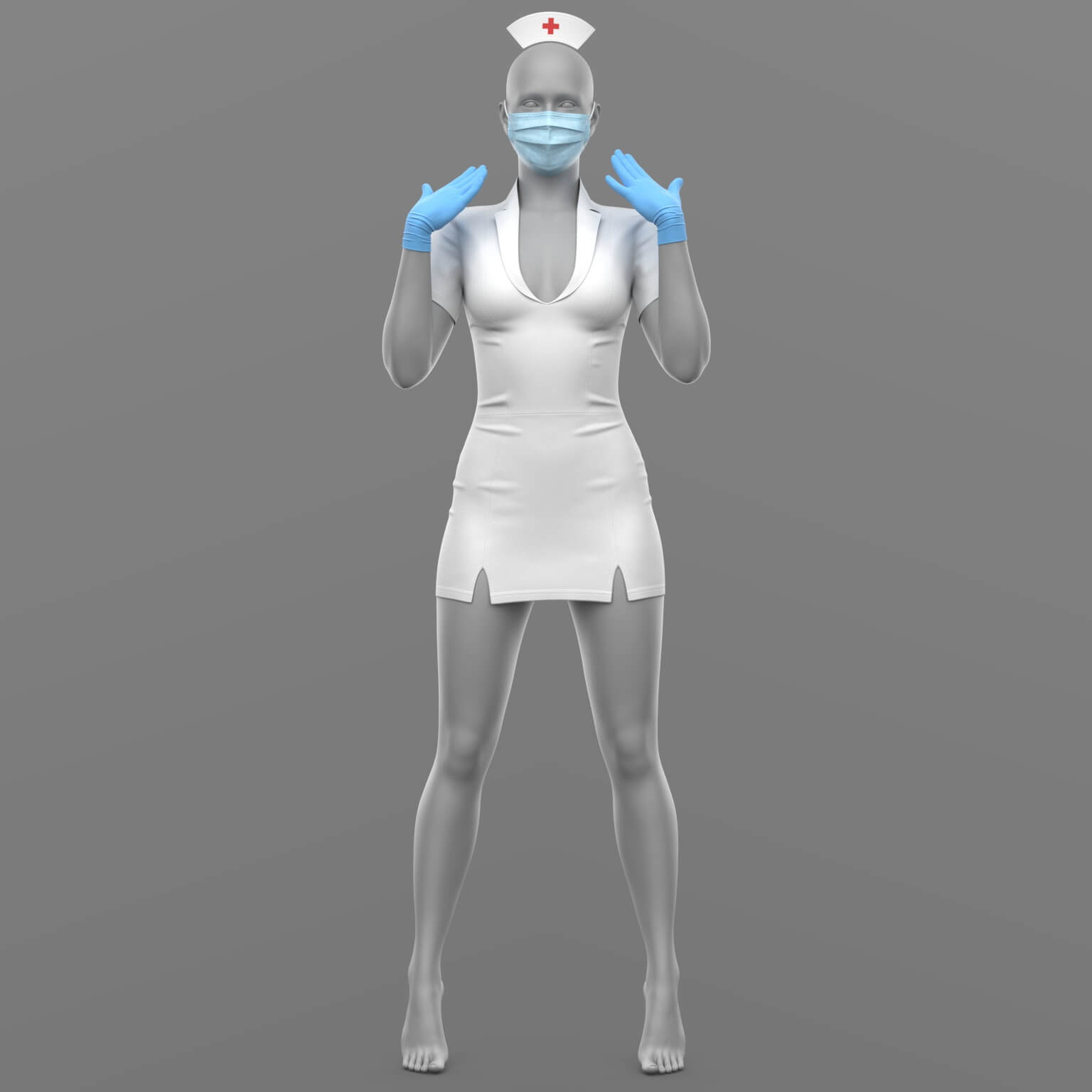 Nurse Outfit Surgical Gloves Mask Syringe G9 Daz Content