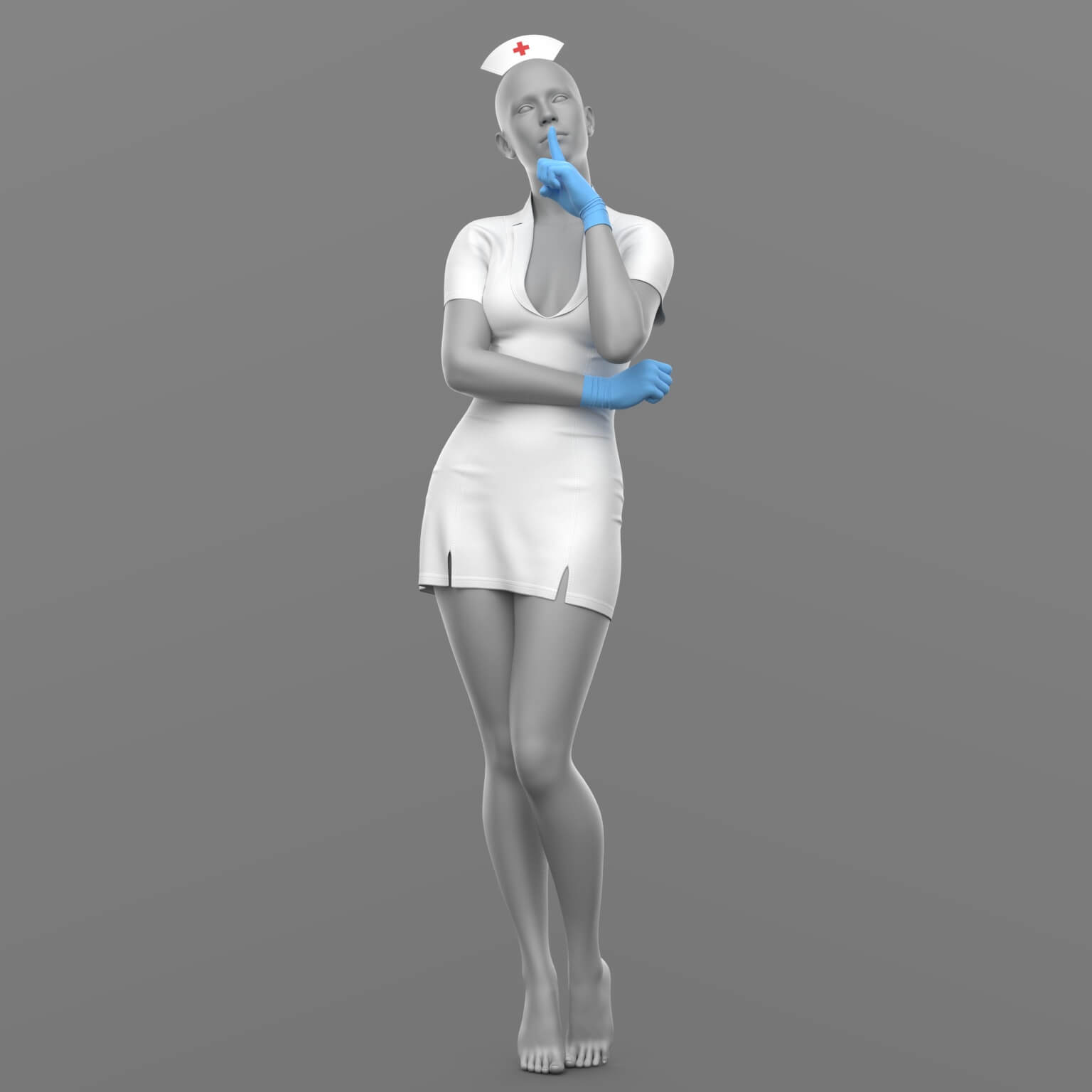 Nurse Outfit Surgical Gloves Mask Syringe G9 Daz Content