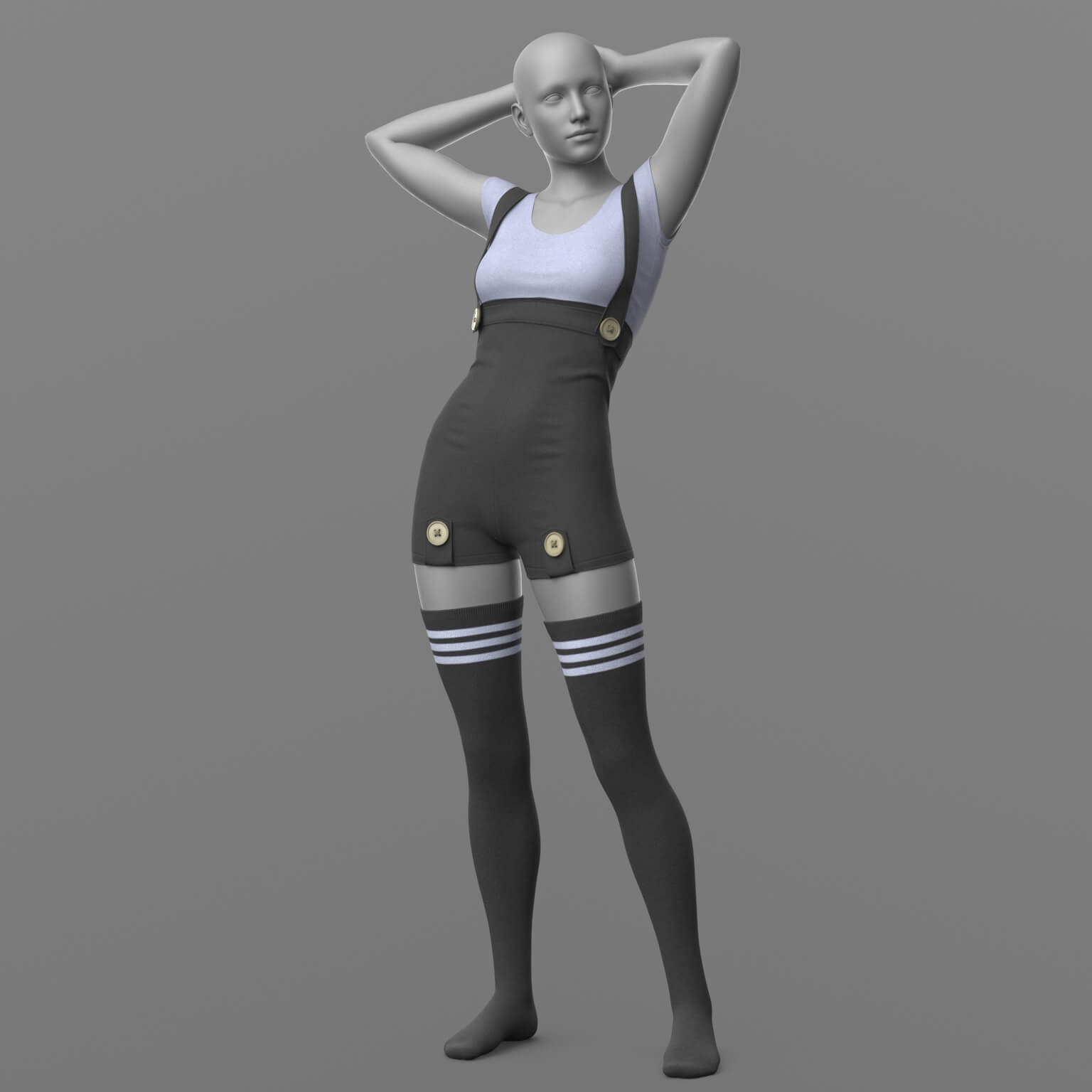 Overall Shirt Stockings G8 Female Daz Content